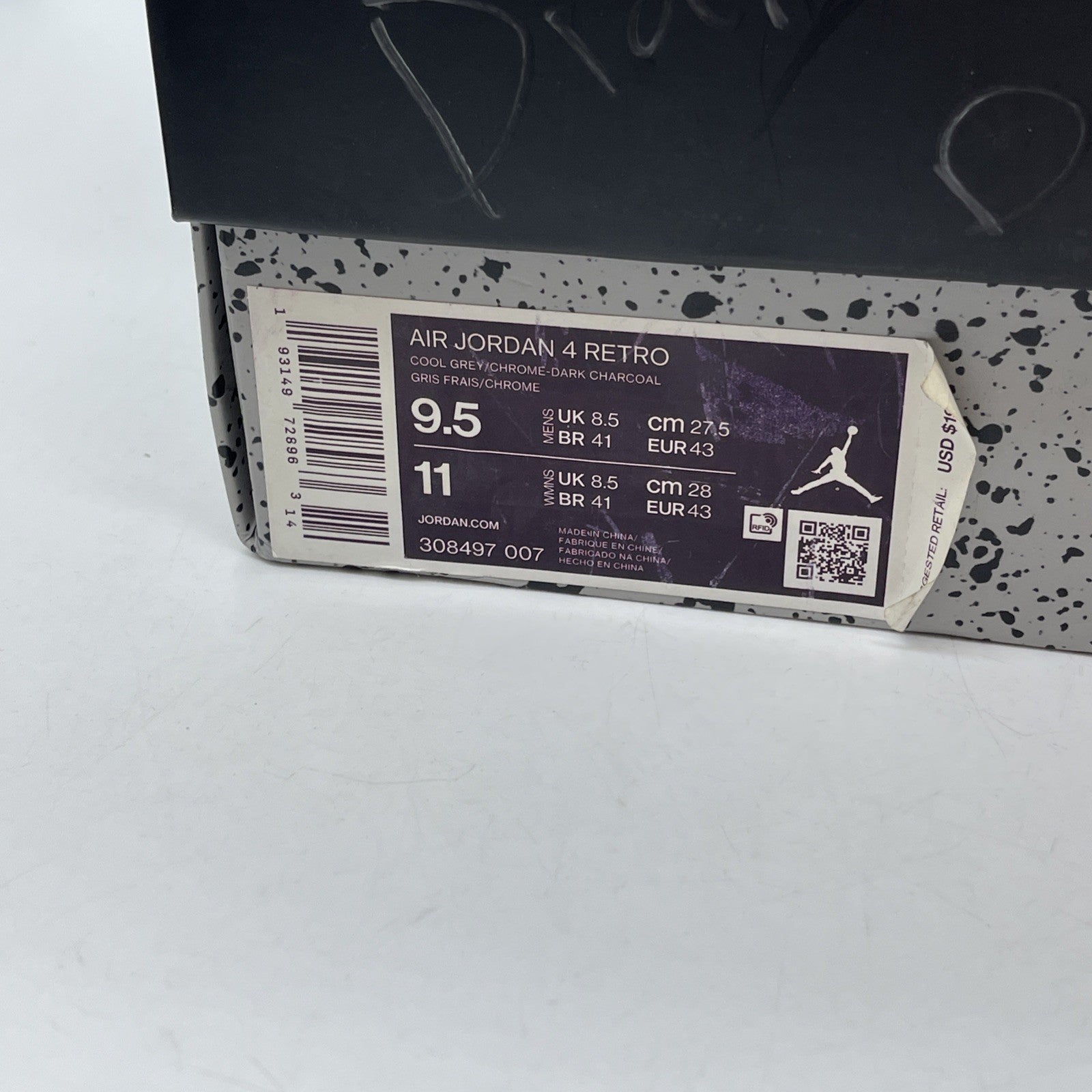 Size 9.5 - Jordan 4 Retro Low Cool Grey Silver White Suede (308497-007)