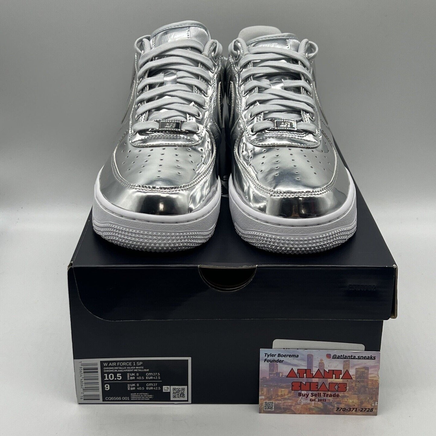 Size 10.5 - Nike Air Force 1 SP Liquid Metal - Chrome W Brand New Og All Silver