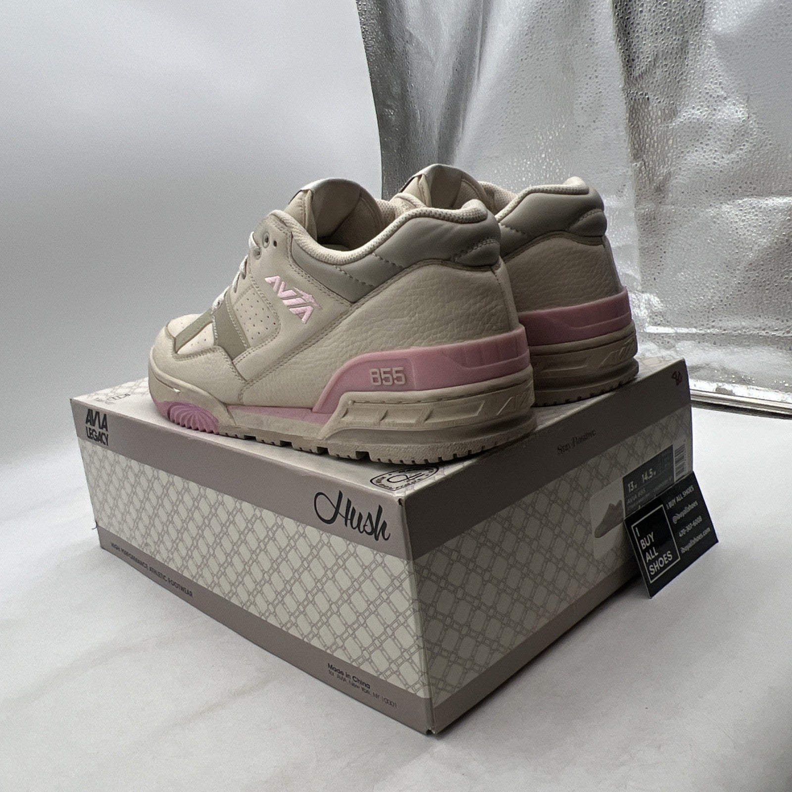Size 13 - Avia 855 x Hush Basketball Shoes Low Top Retro White/pink Mens