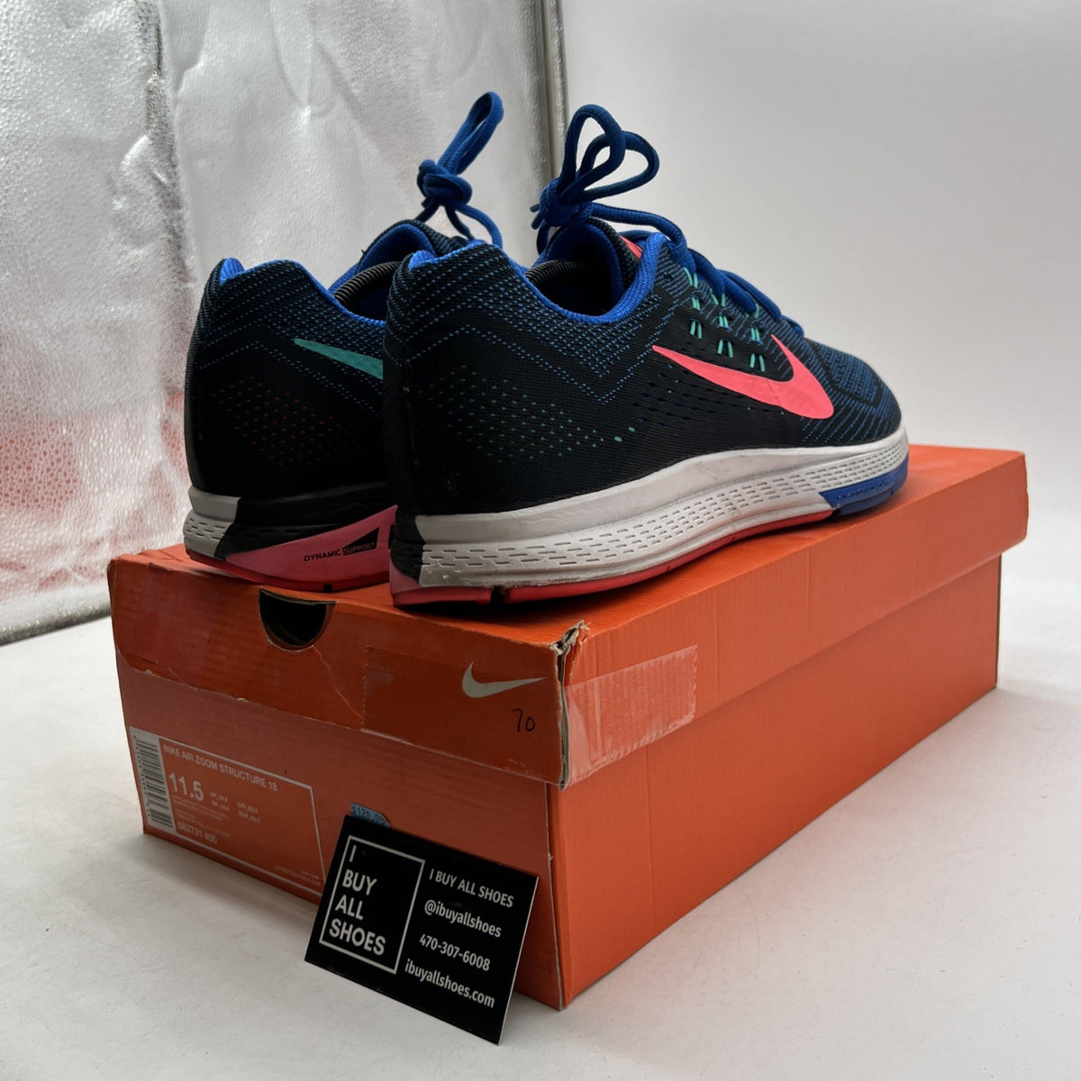 Size 11.5 - Nike Air Zoom Structure 18 Blue Pink (683731-400)