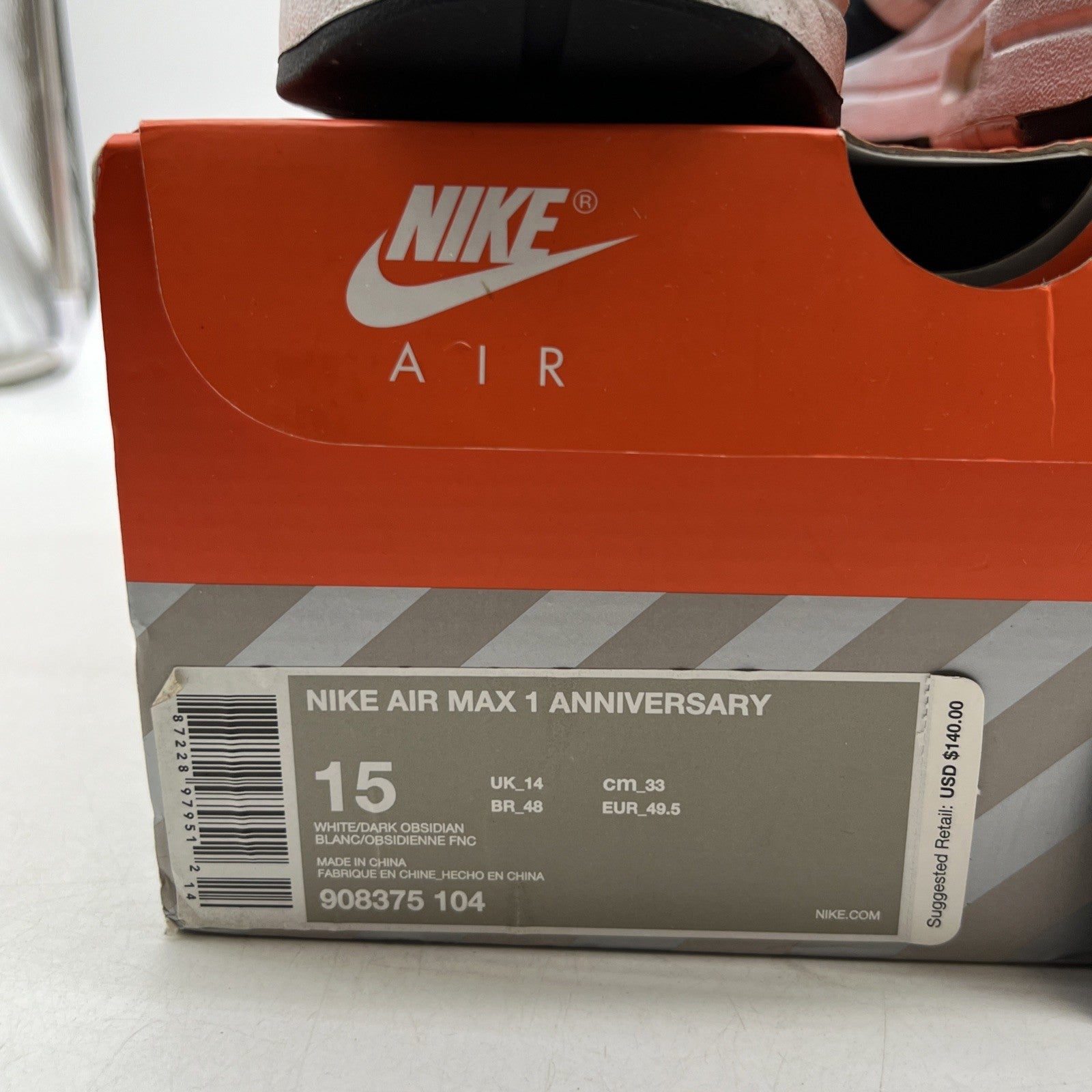 Size 15 - Nike Air Max 1 OG Anniversary Obsidian (908375-104)
