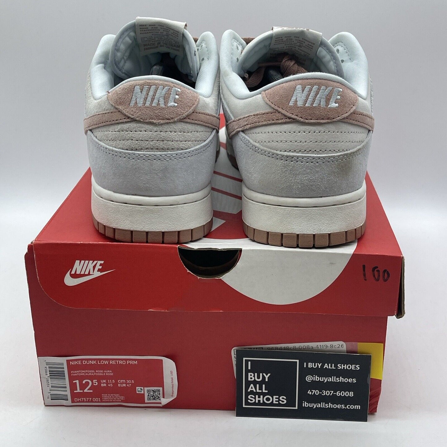 Size 12.5 - Nike Dunk Premium Low Fossil Rose Blue Grey Suede (DH7577-001)