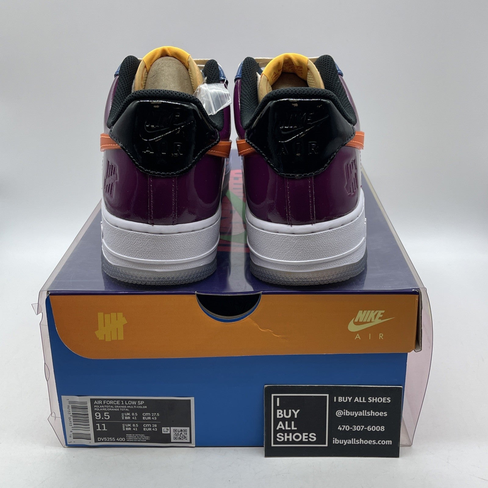 Size 9.5 - Nike Undefeated x Air Force 1 Low Total Orange Leather (DV5255-400)