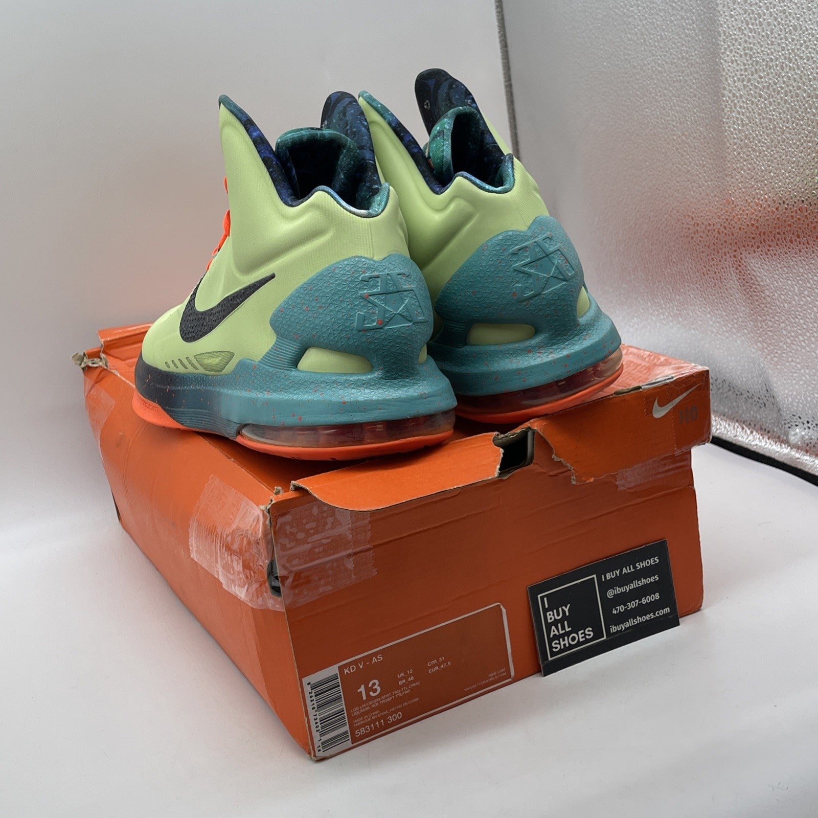 Size 13 - Nike KD 5 All-Star Extraterrestrial Green Black Leather (583111-300)