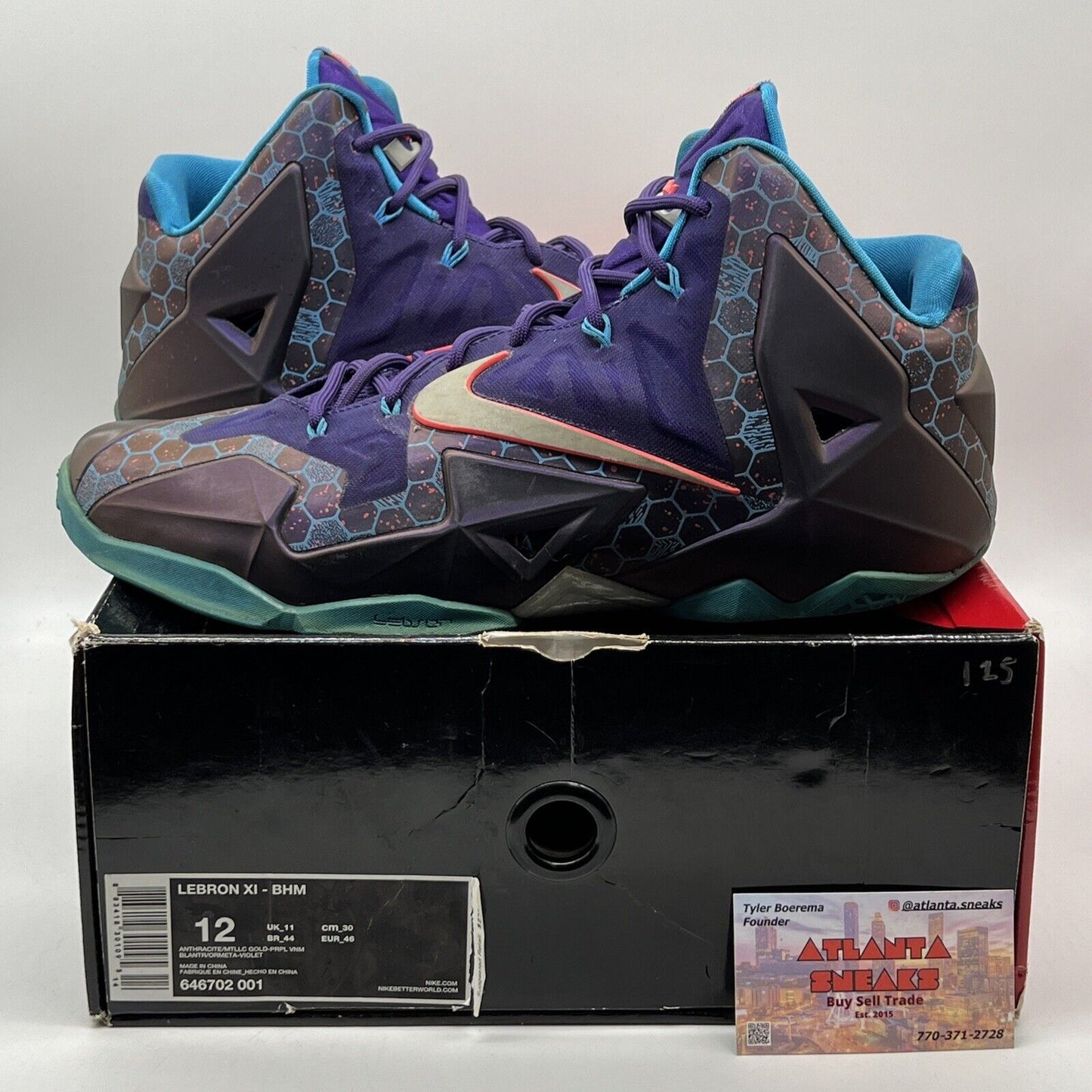 Size 12 - Nike LeBron 11 Hornets Purple Blue (616175-500)