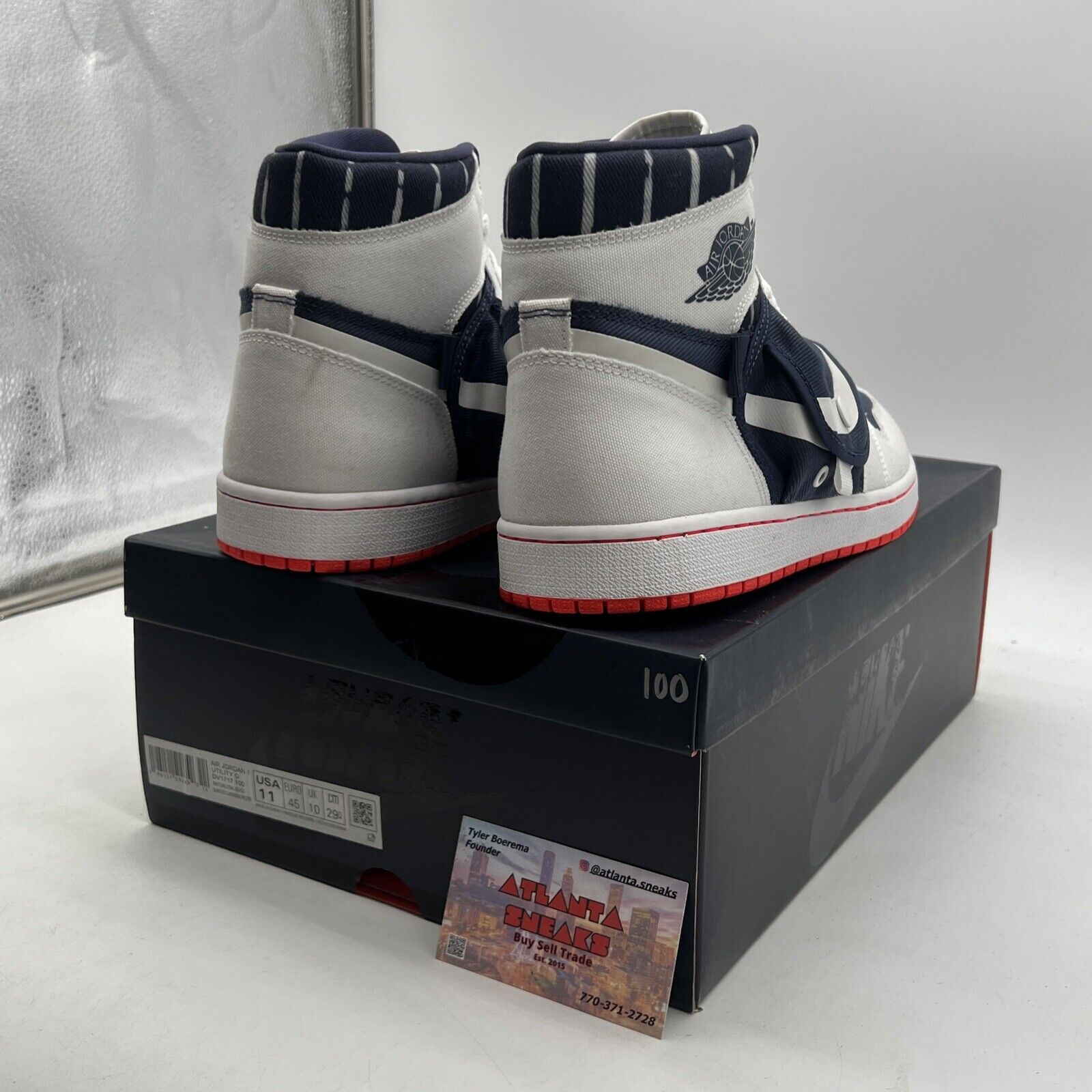 Size 11 - Air Jordan 1 Retro Utility High Quai 54 White Navy (DV1717-100)