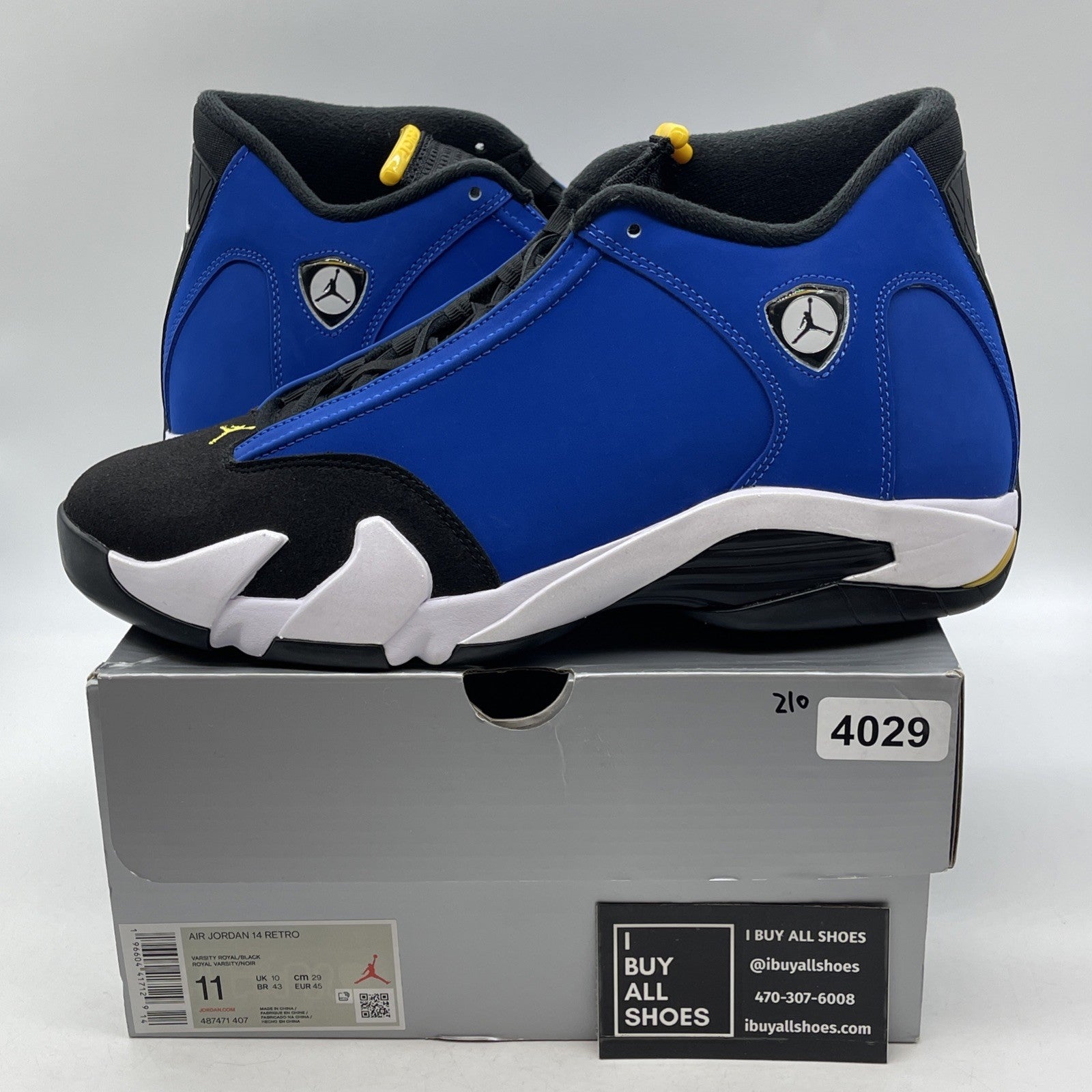 Size 11 - Air Jordan 14 Retro Laney Blue Black White Yellow Suede (487471-407)