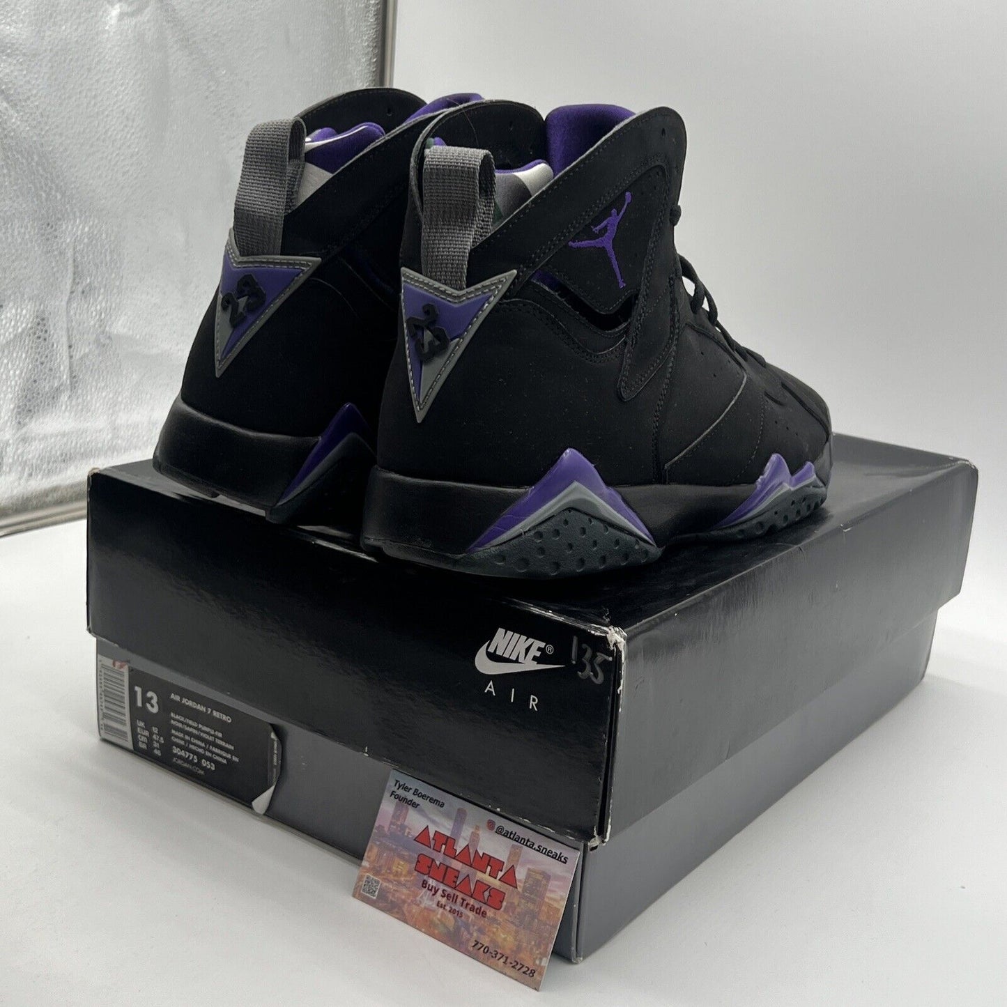 Size 13 - Air Jordan 7 Retro PE Ray Allen Black Purple Suede (304775-053)