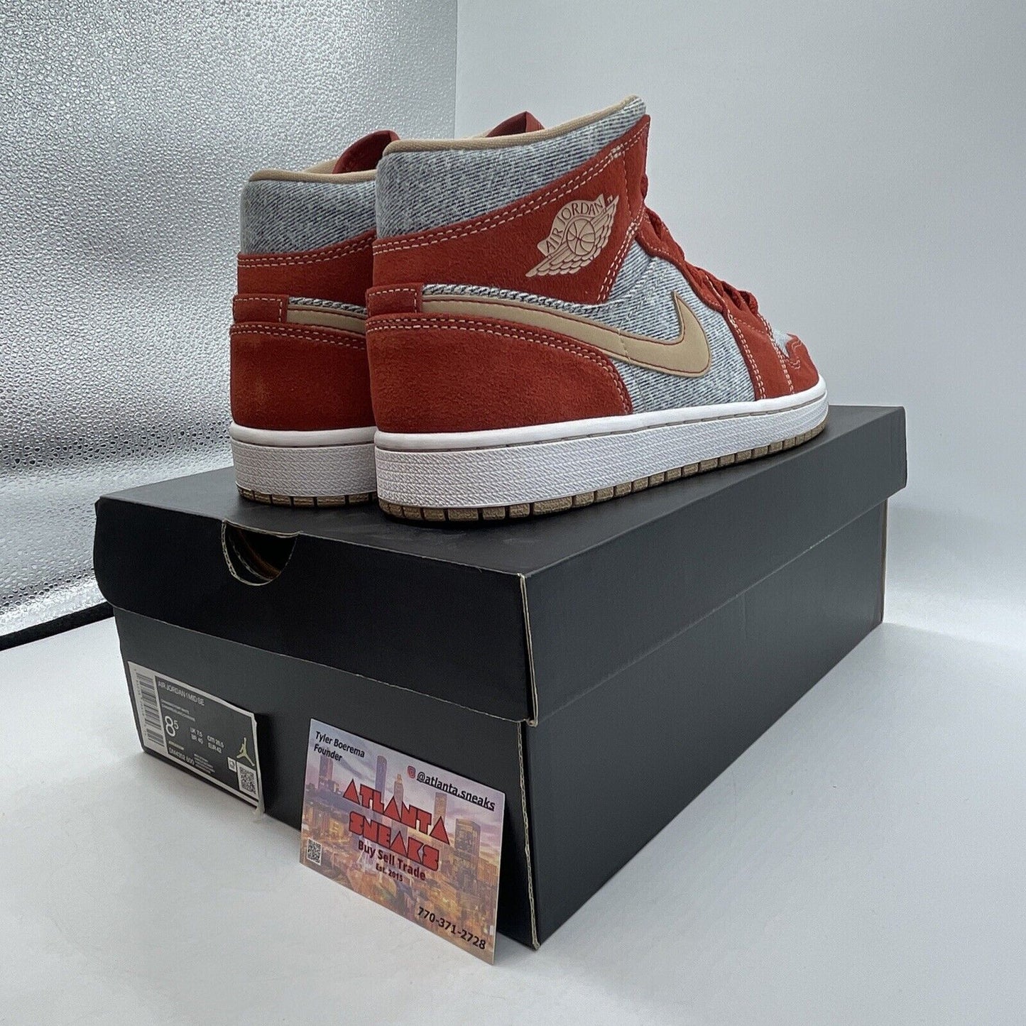 Size 8.5 - Air Jordan 1 Mid Denim Red Blue White Brown (DM4352-600)