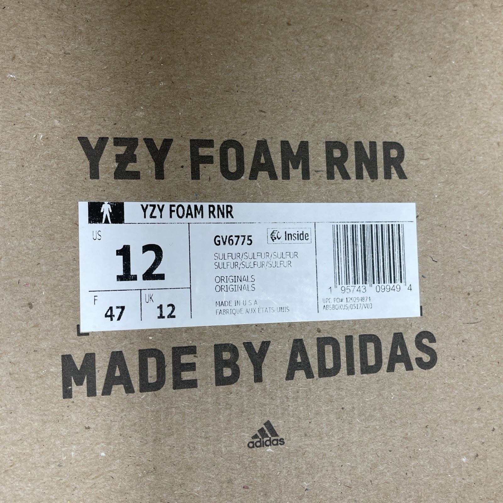 Size 12 - Adidas Yeezy Foam Runner Sulfur 2022 Yellow (GV6775)