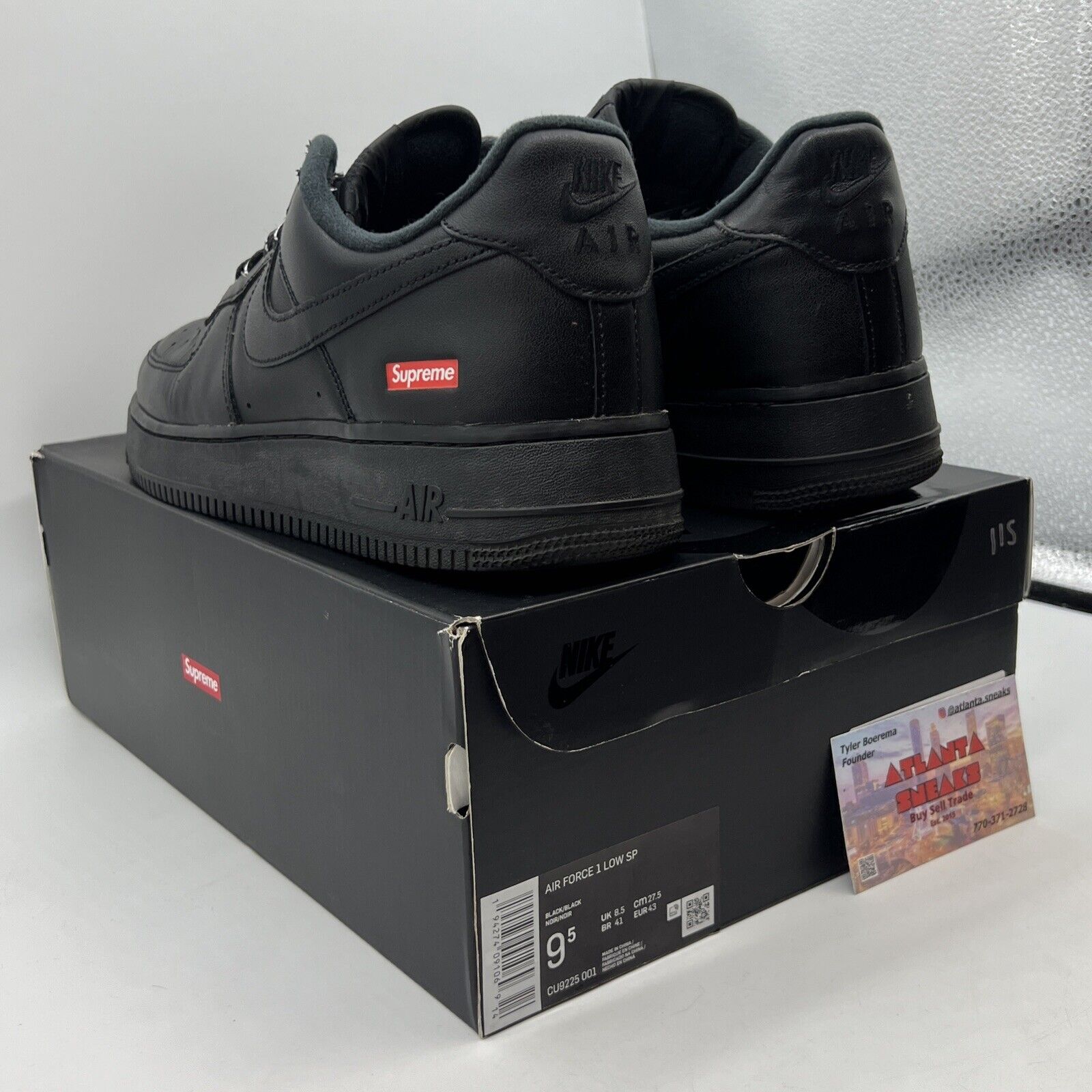 Size 9.5 - Nike Air Force 1 Low x Supreme Box Logo - Black Red (CU9225-001)