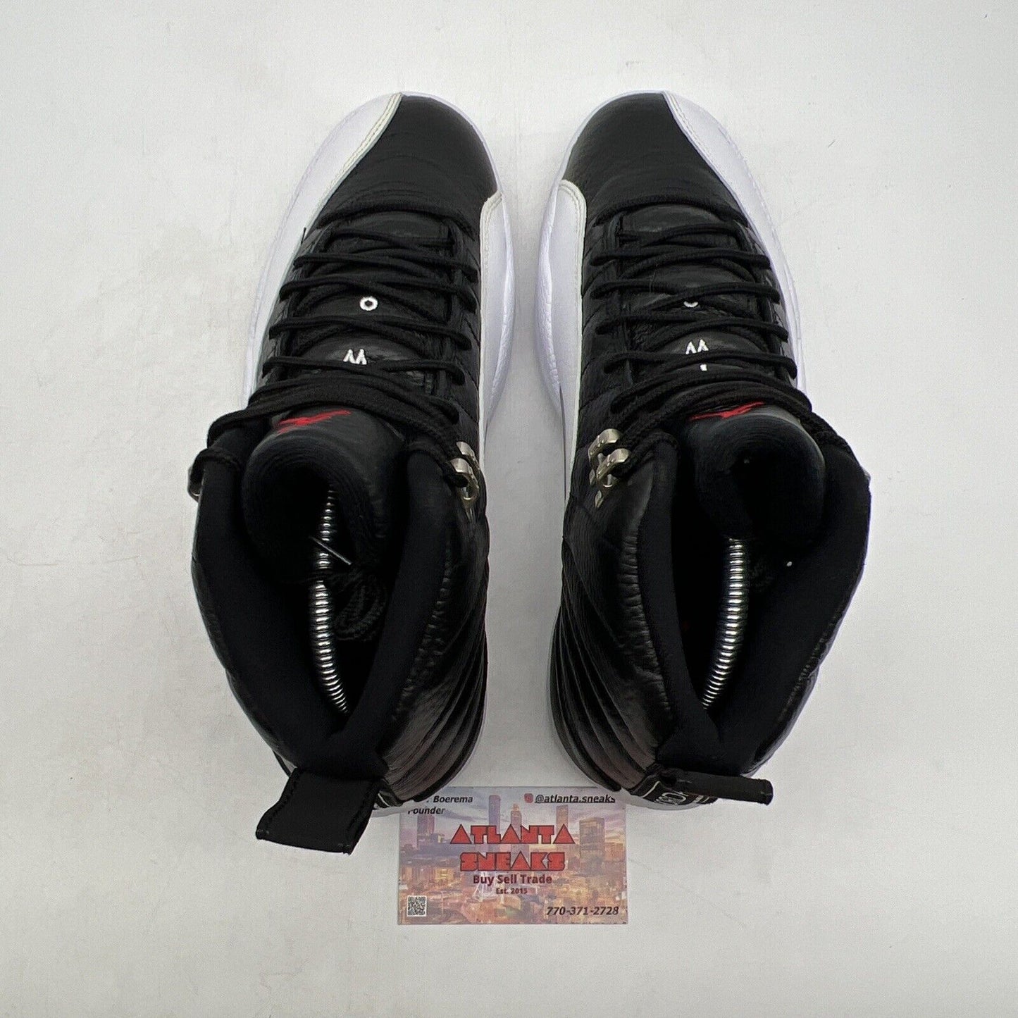 Size 8.5 - Jordan 12 Retro Mid Playoff Black White Red Leather (CT8013-006)