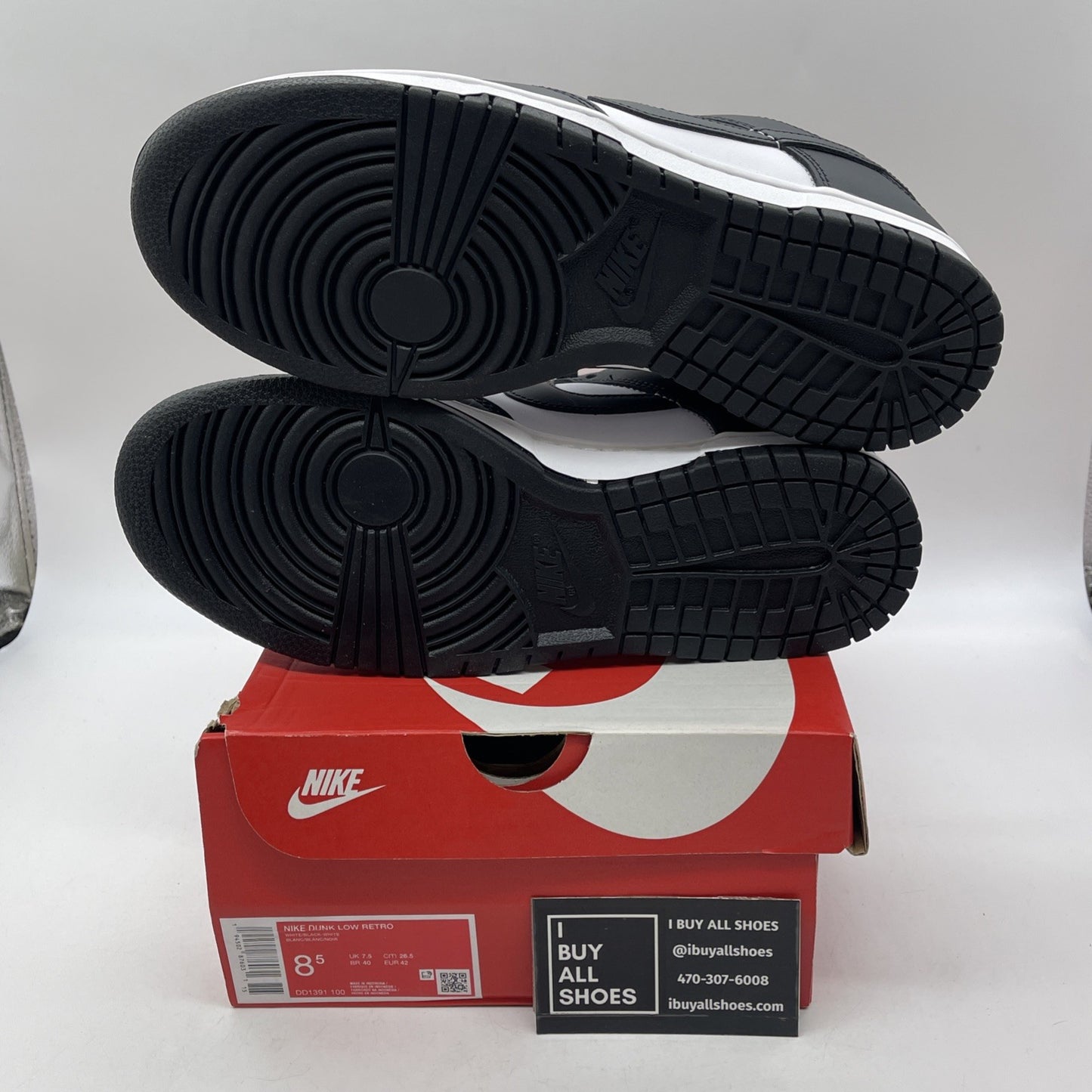 Size 8.5 - Nike Dunk Low Black White Leather (DD1391-100)