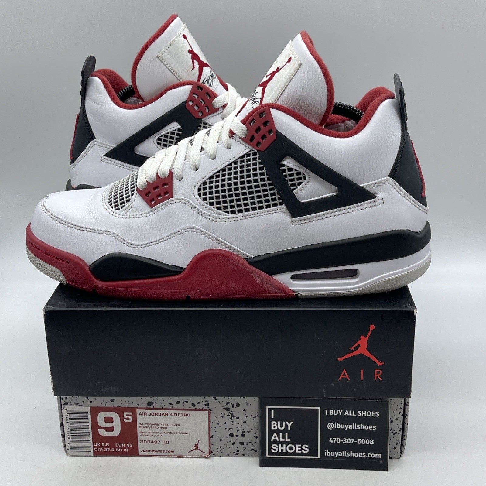 Size 9.5 - Air Jordan 4 Retro Fire Red 2012 (308497-110)