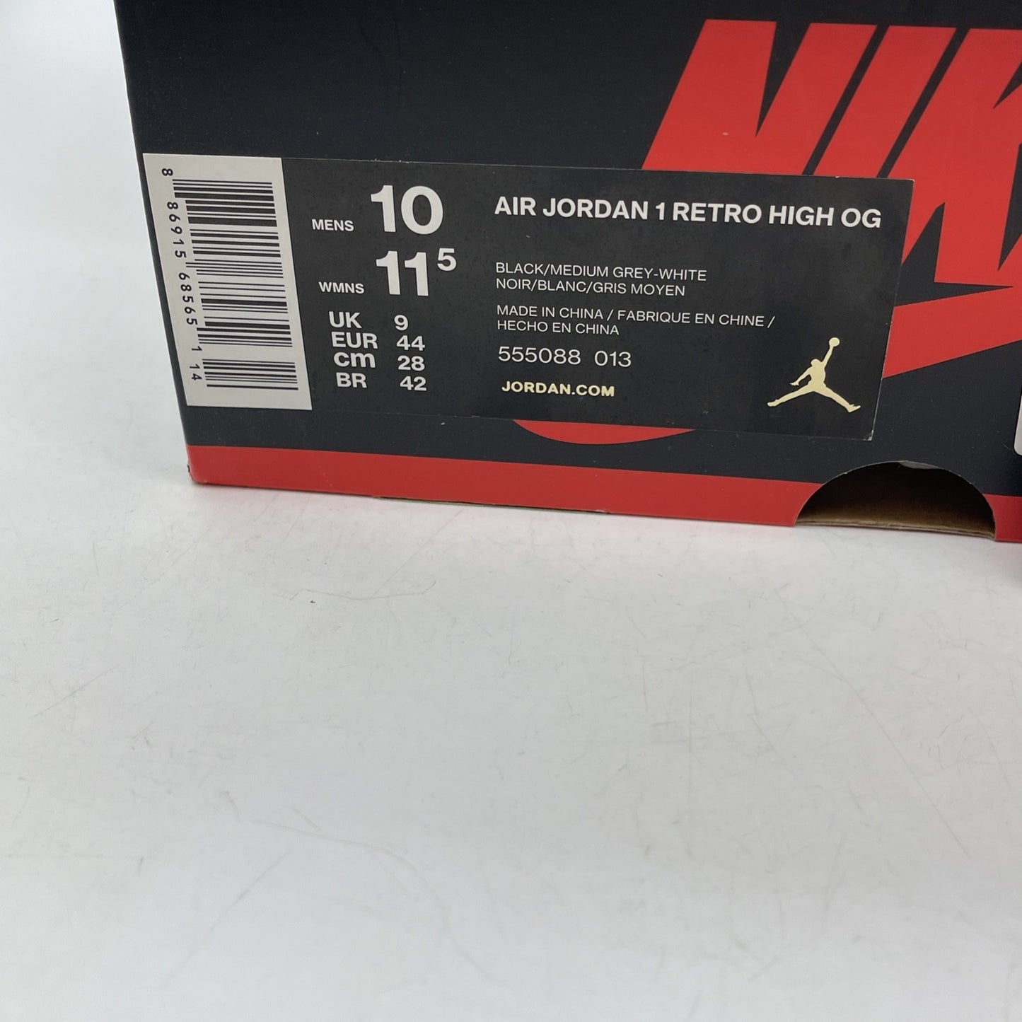 Size 10 - Jordan 1 Retro OG High Shadow Grey Black Leather (555088-013)
