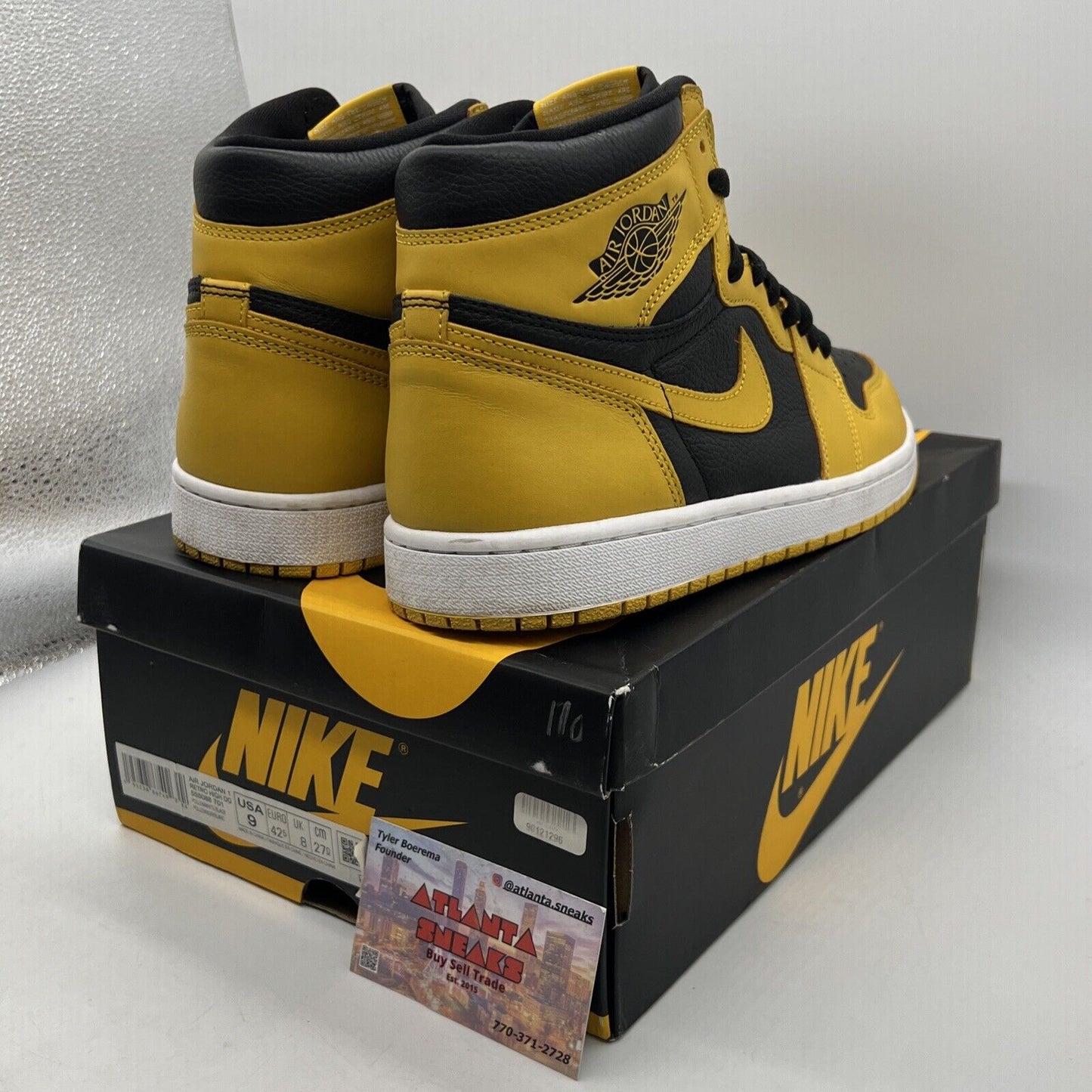 Size 9 - Jordan 1 Retro OG High Pollen Yellow Black White Leather (555088-701)