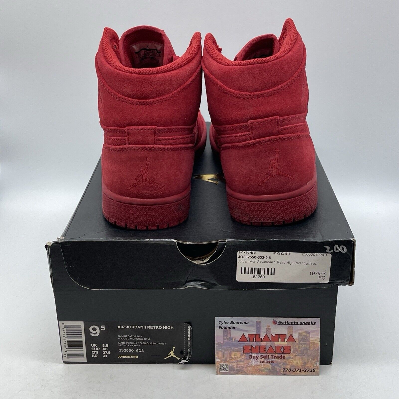 Size 9.5 - Air Jordan 1 Retro High Red Suede (332550-603)