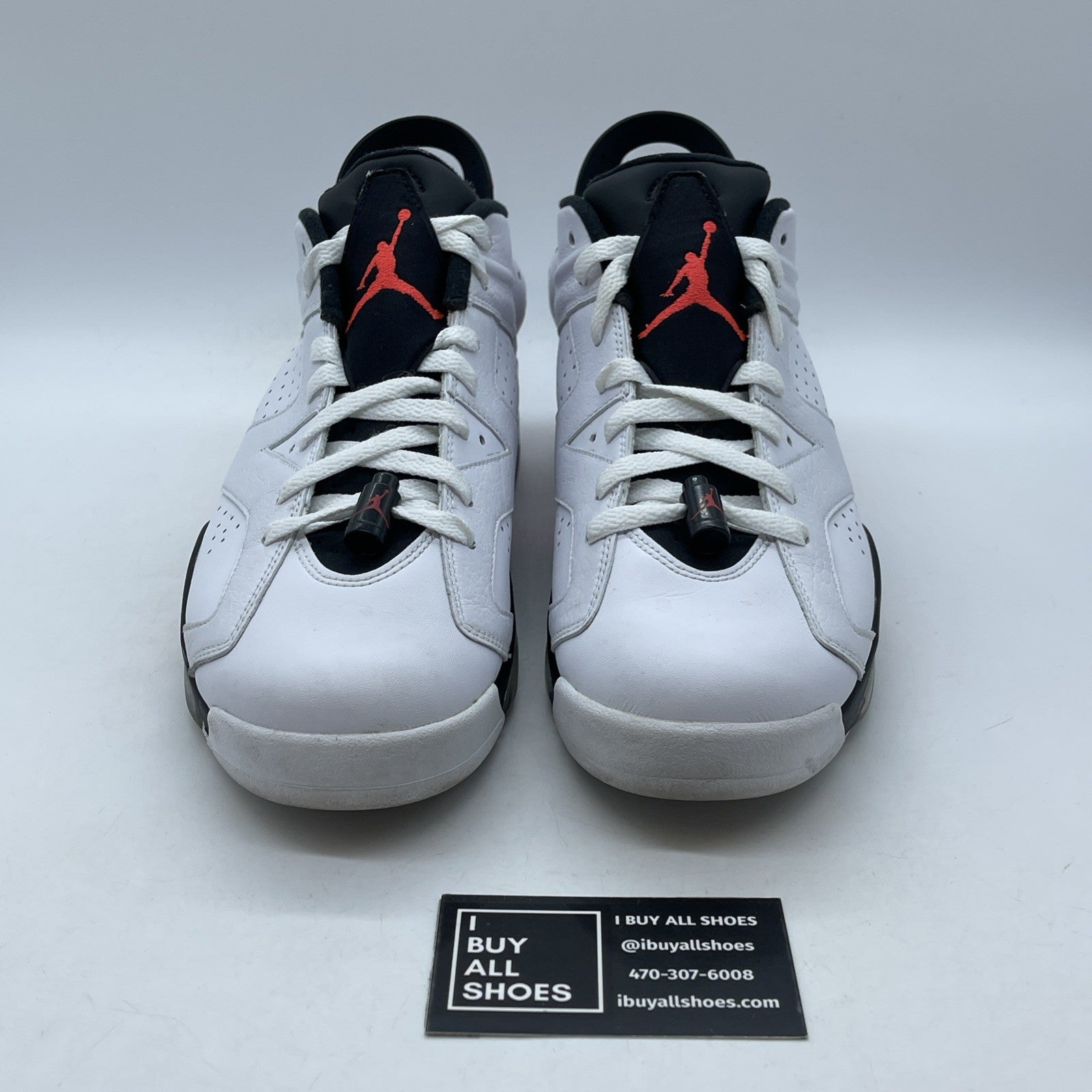 Size 9.5 - Air Jordan 6 Low White Infrared Black Leather (304401-123)