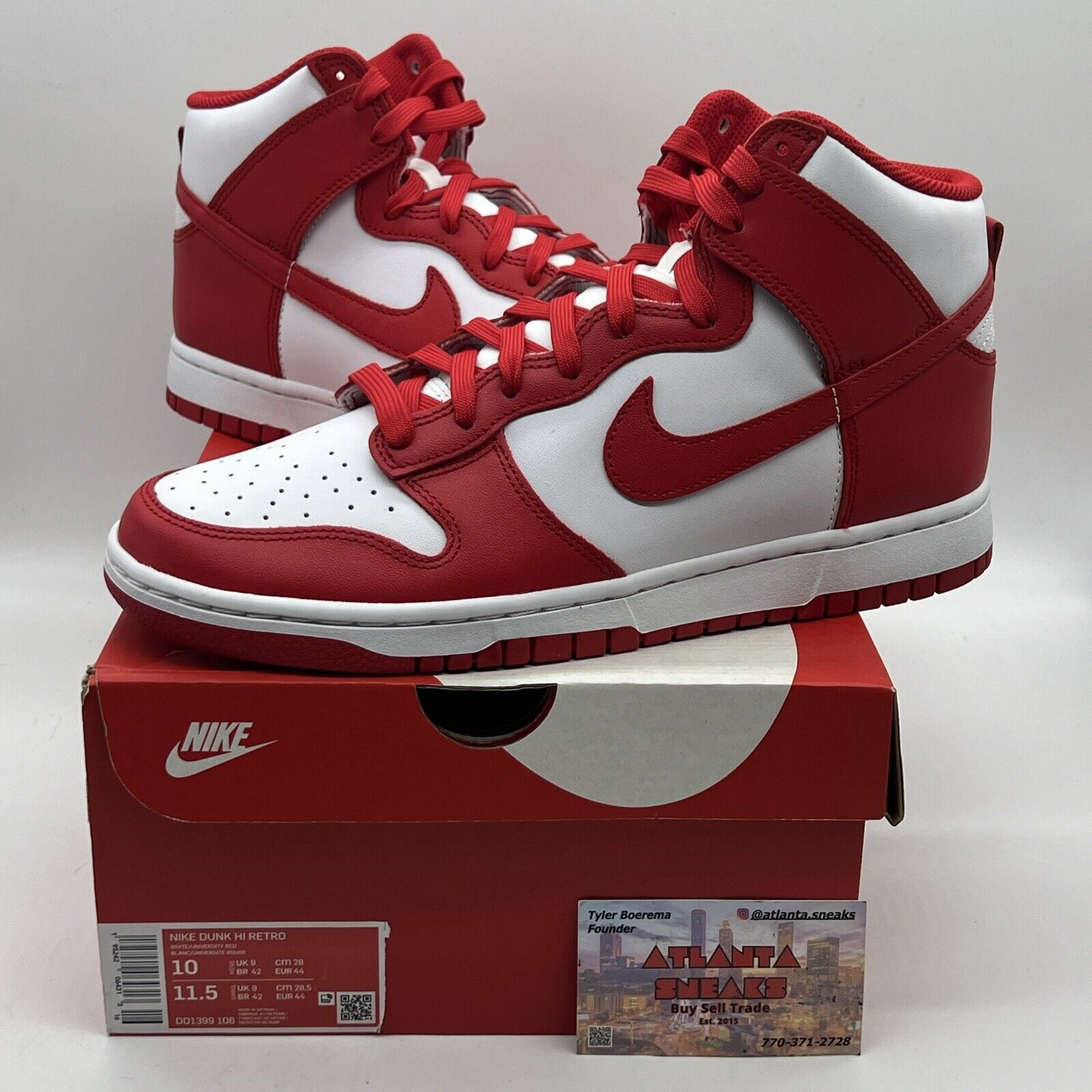 Size 10 - Nike Dunk High University Red Brand New Og All