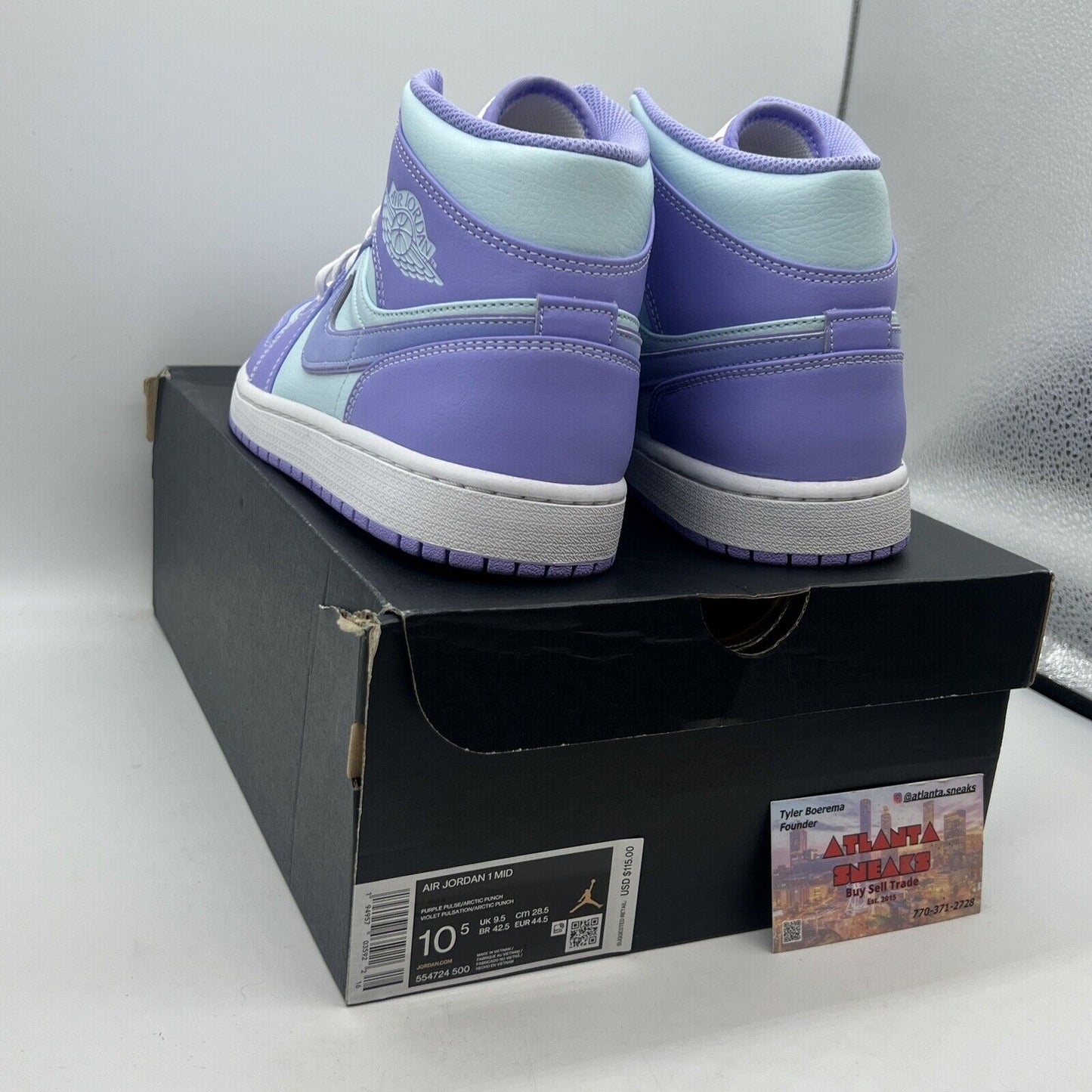 Size 10.5 - Jordan 1 Mid Purple Pulse Brand New Og All White