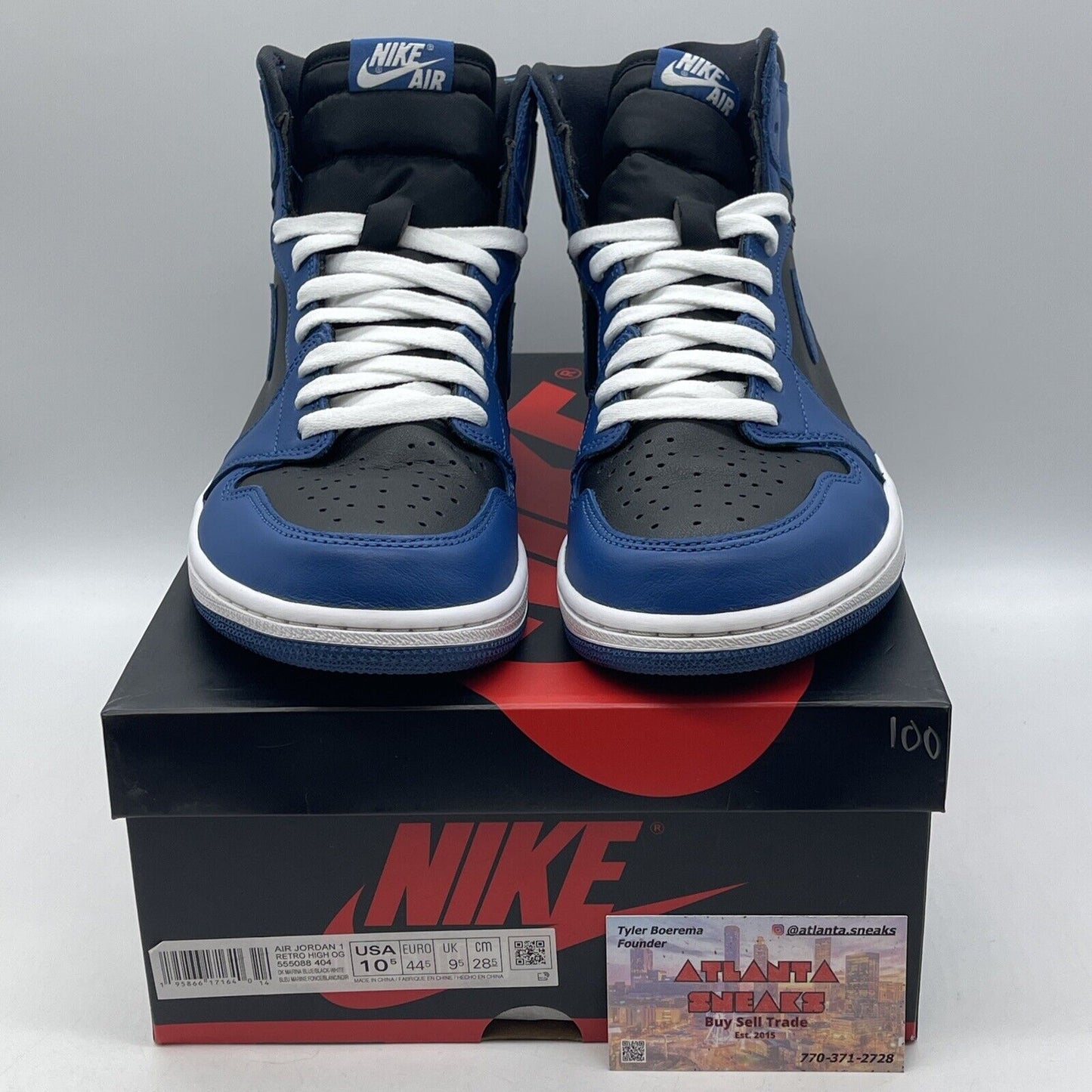 Size 10.5 - Jordan 1 Retro OG High Dark Marina Blue Black Leather (555088-404)