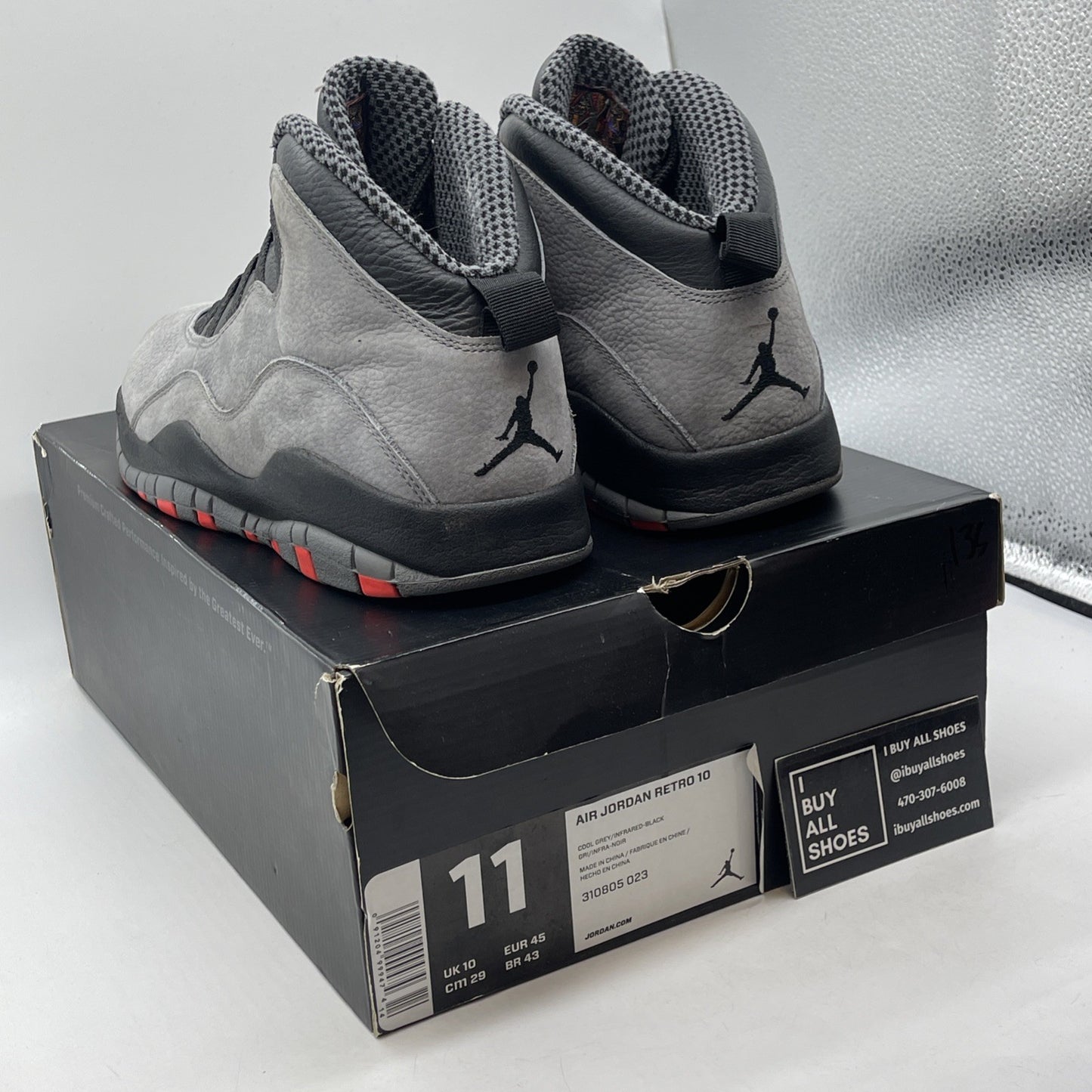 Size 11 - Air Jordan 10 Retro Cool Grey Black Suede Leather (310805-023)
