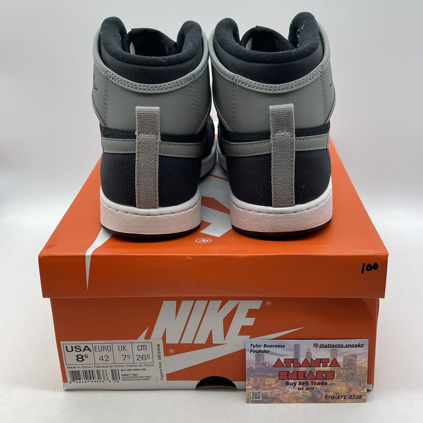 Size 8.5 - Jordan AJKO Retro High Shadow Grey Black Suede Leather (638471-003)