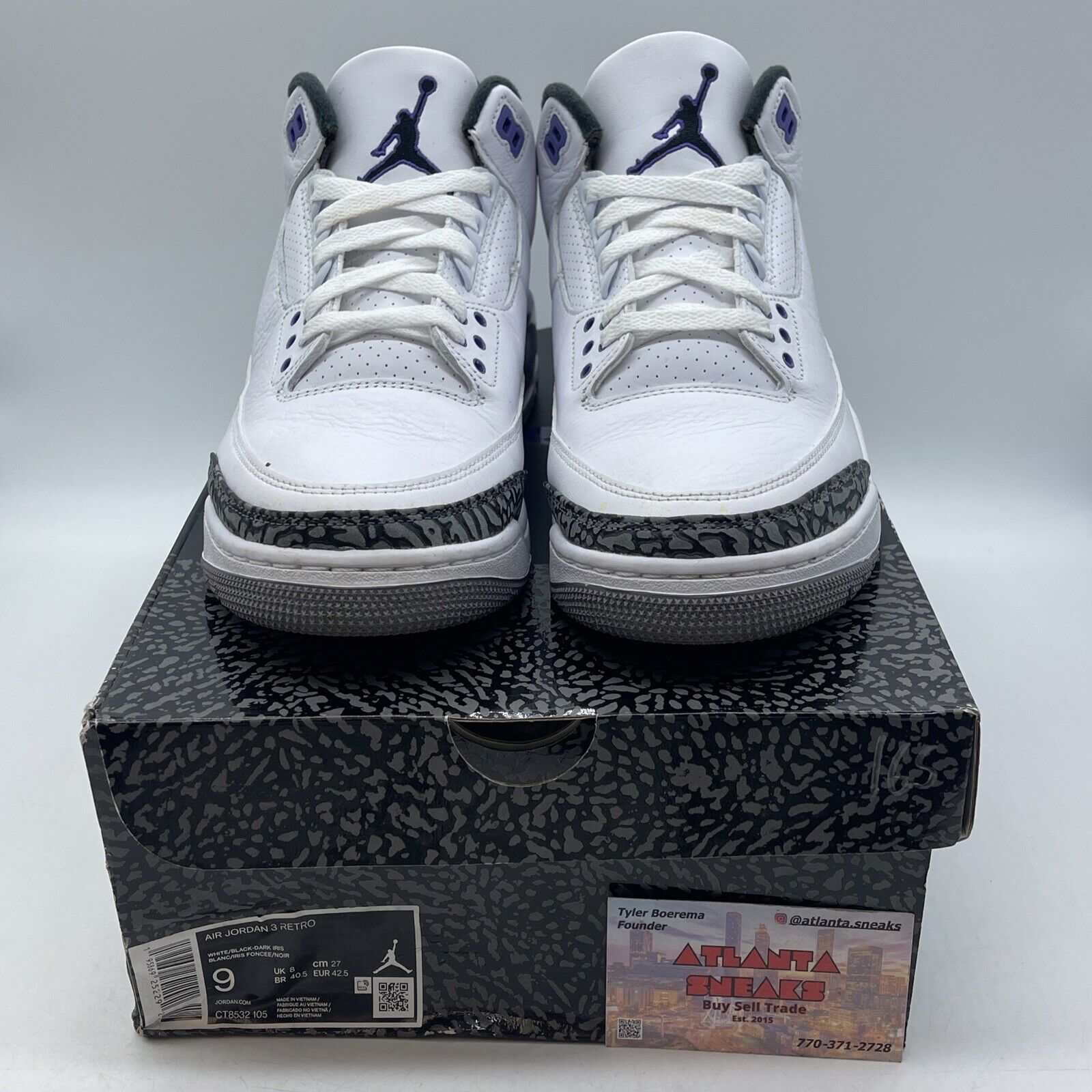 Size 9 - Jordan 3 Retro Mid Dark Iris Purple White Grey (CT8532-105)