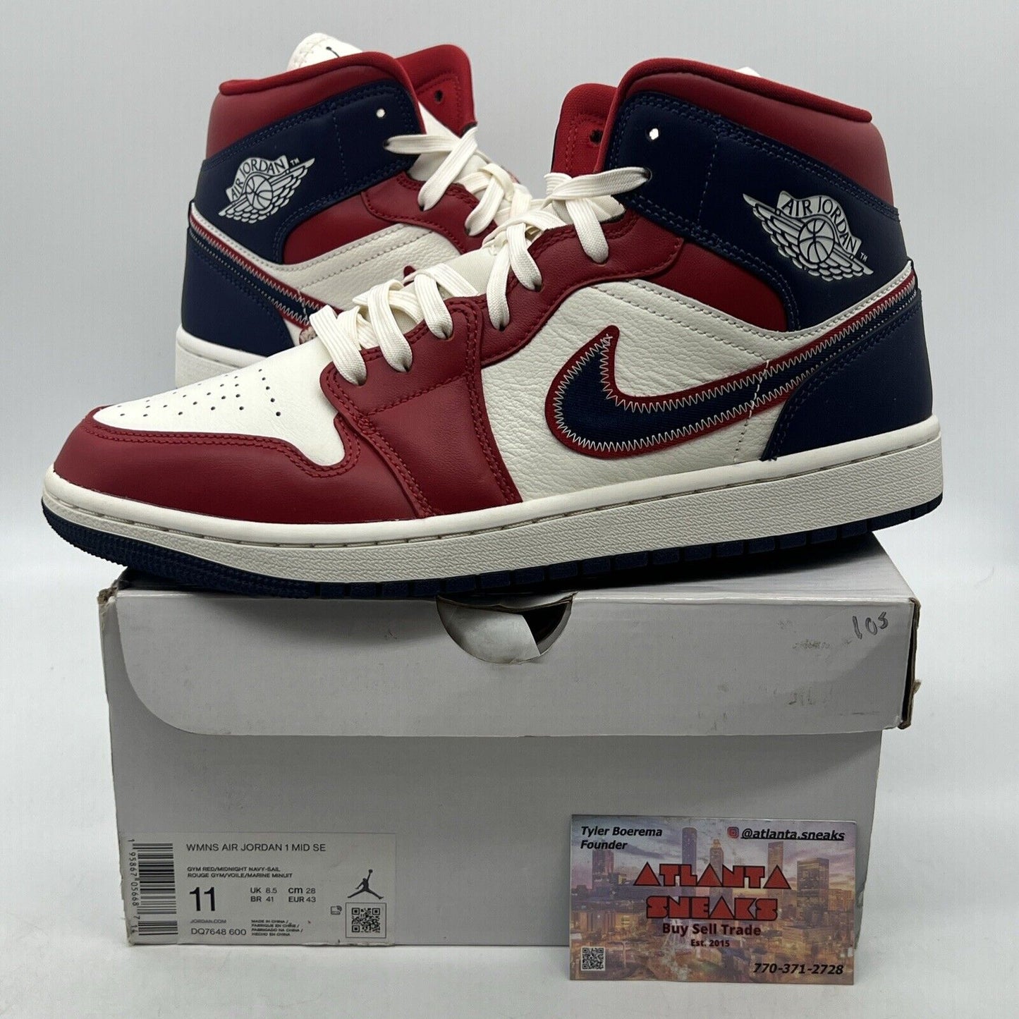 Size 11 - Air Jordan 1 SE 2022 Mid USA W Red White Navy Leather (DQ7648-600)