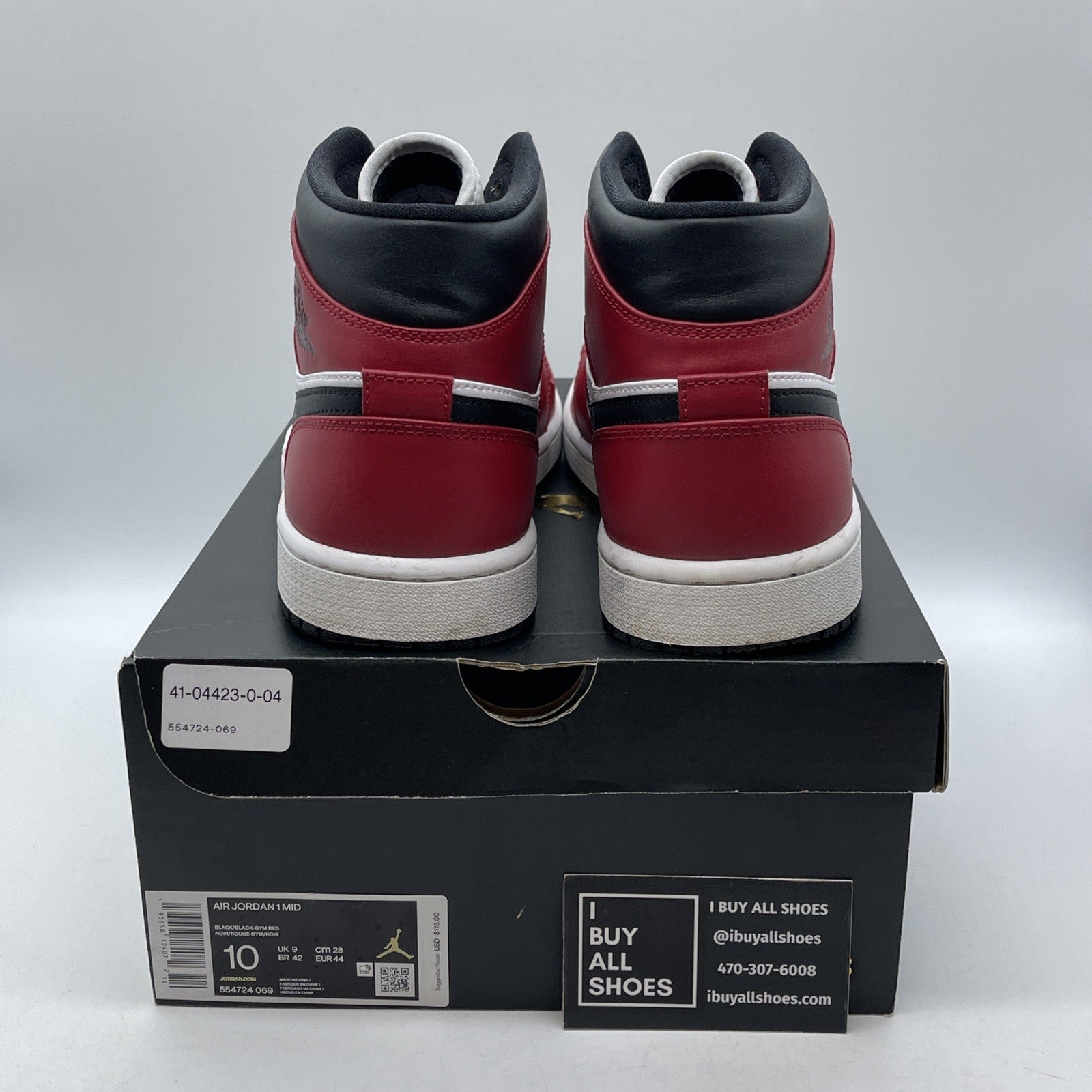 Size 10 - Air Jordan 1 Mid Chicago White Black Red Leather (554724-069)
