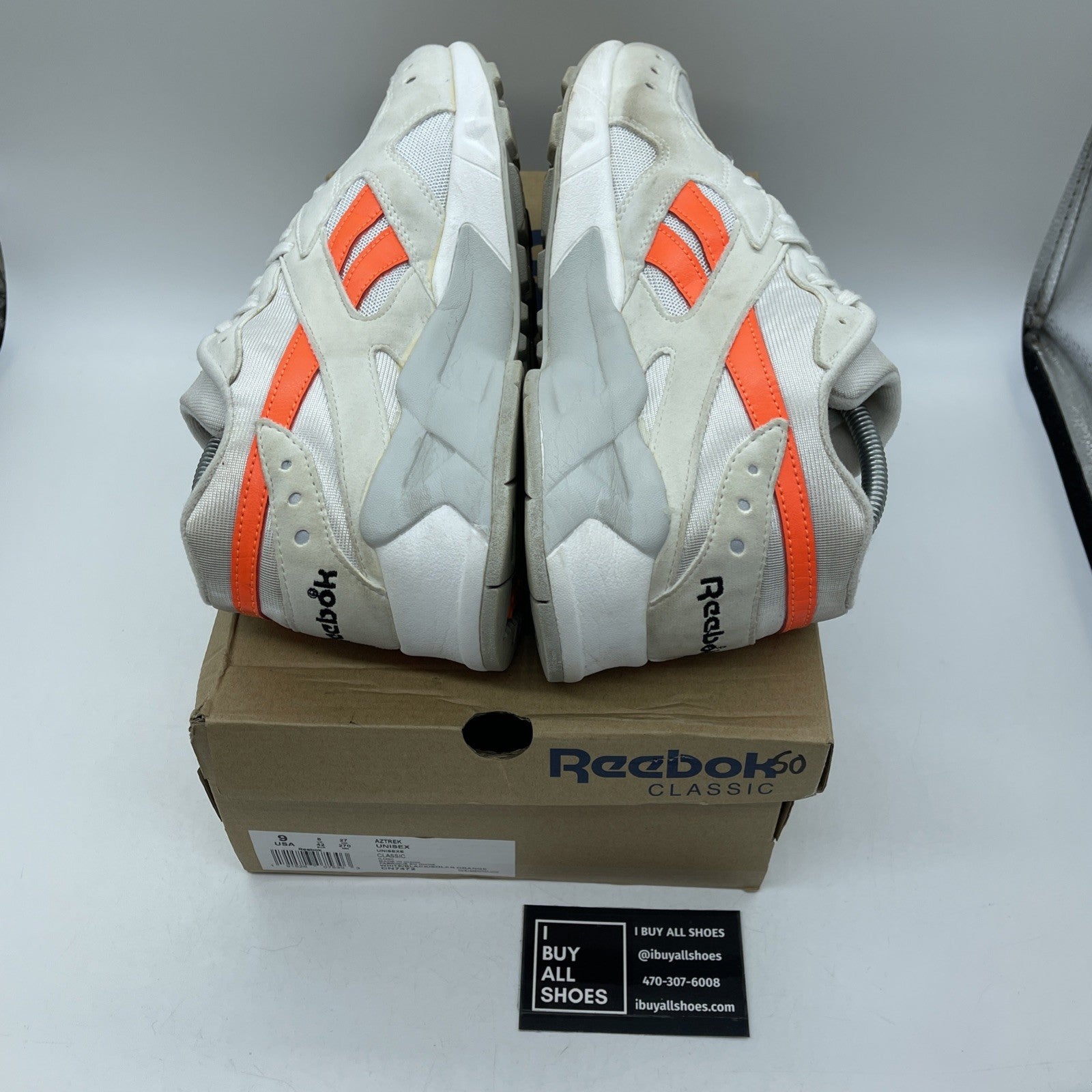 Size 9 - Reebok Aztrek Solar Orange White Grey Suede Leather (CN7472)