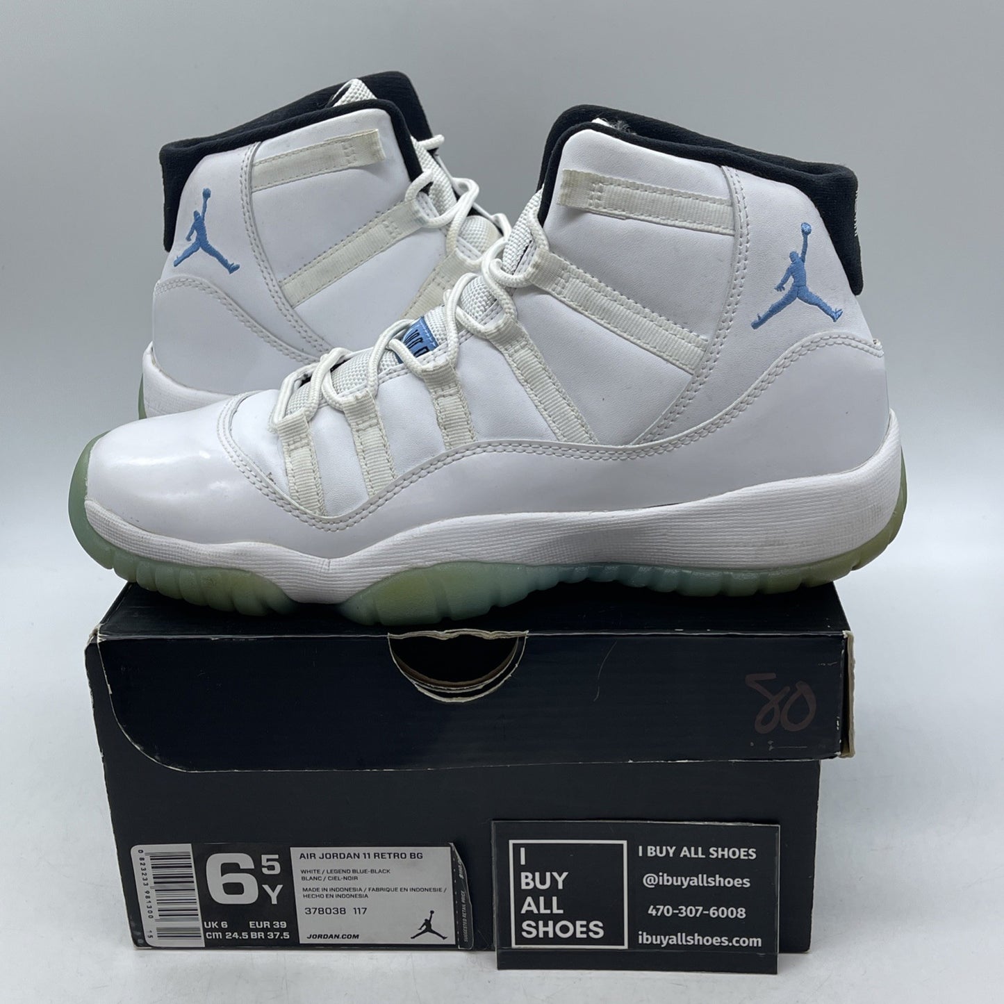 Size 6.5Y (GS) - Air Jordan 11 High Legend Blue (378038-117)