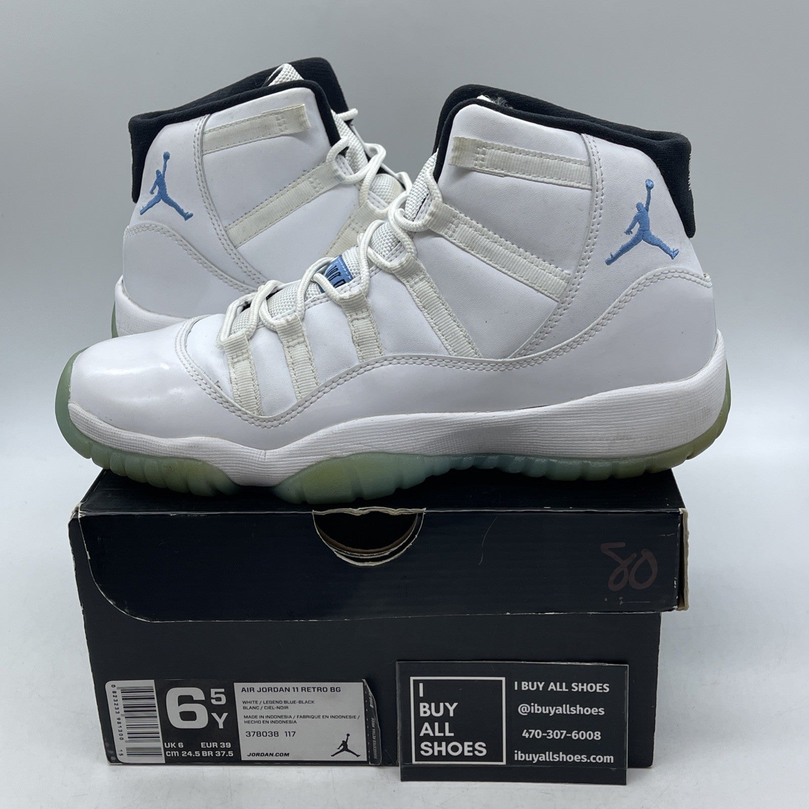 Size 6.5Y (GS) - Air Jordan 11 High Legend Blue (378038-117)