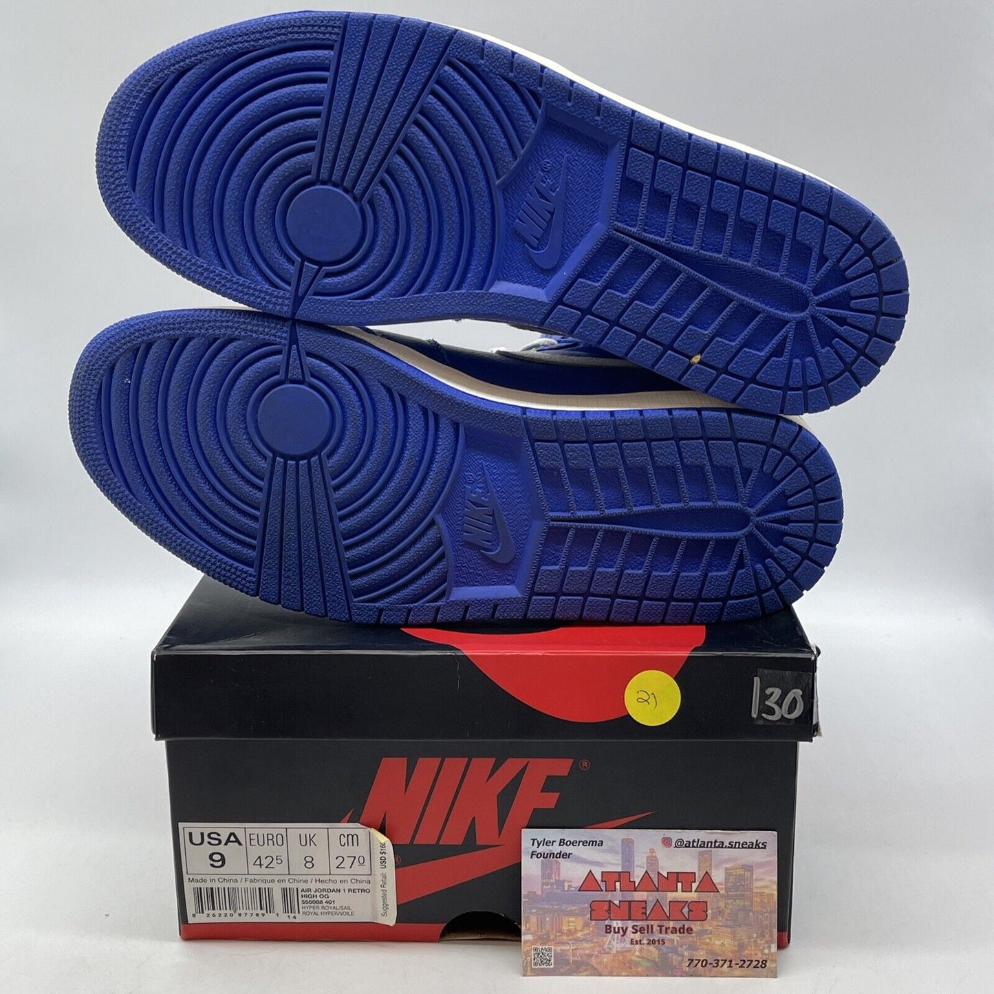 Size 9 - Air Jordan 1 Retro OG High Hyper Royal White Blue (555088-401)