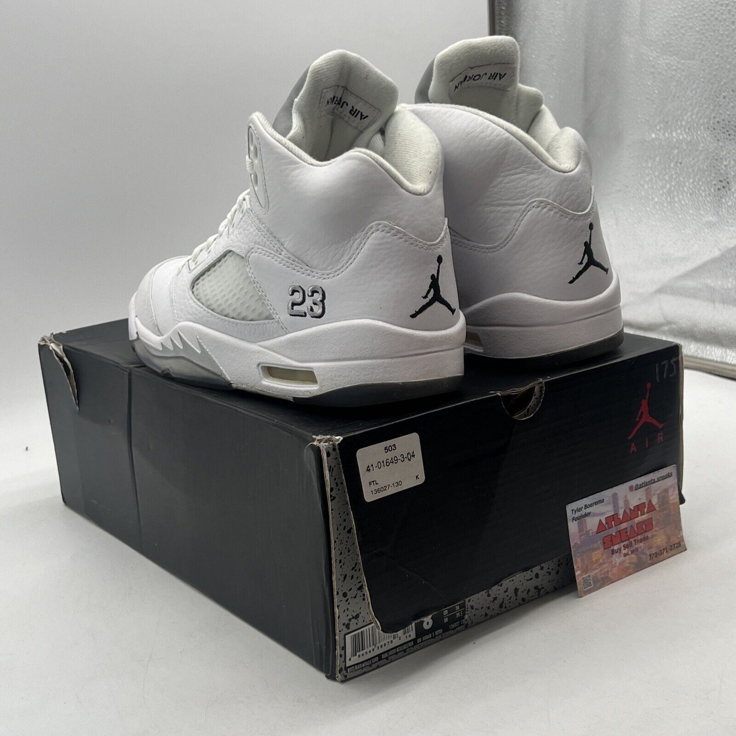 Size 8 - Air Jordan 5 Retro 2015 Metallic White Grey Leather (136027-130)