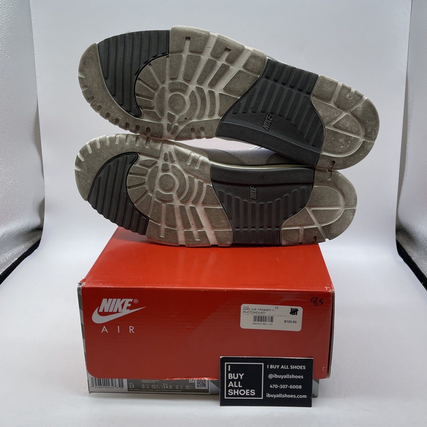 Size 13 - Nike Air Trainer 1 Photon Dust Grey White Suede Leather (DM0521-001)