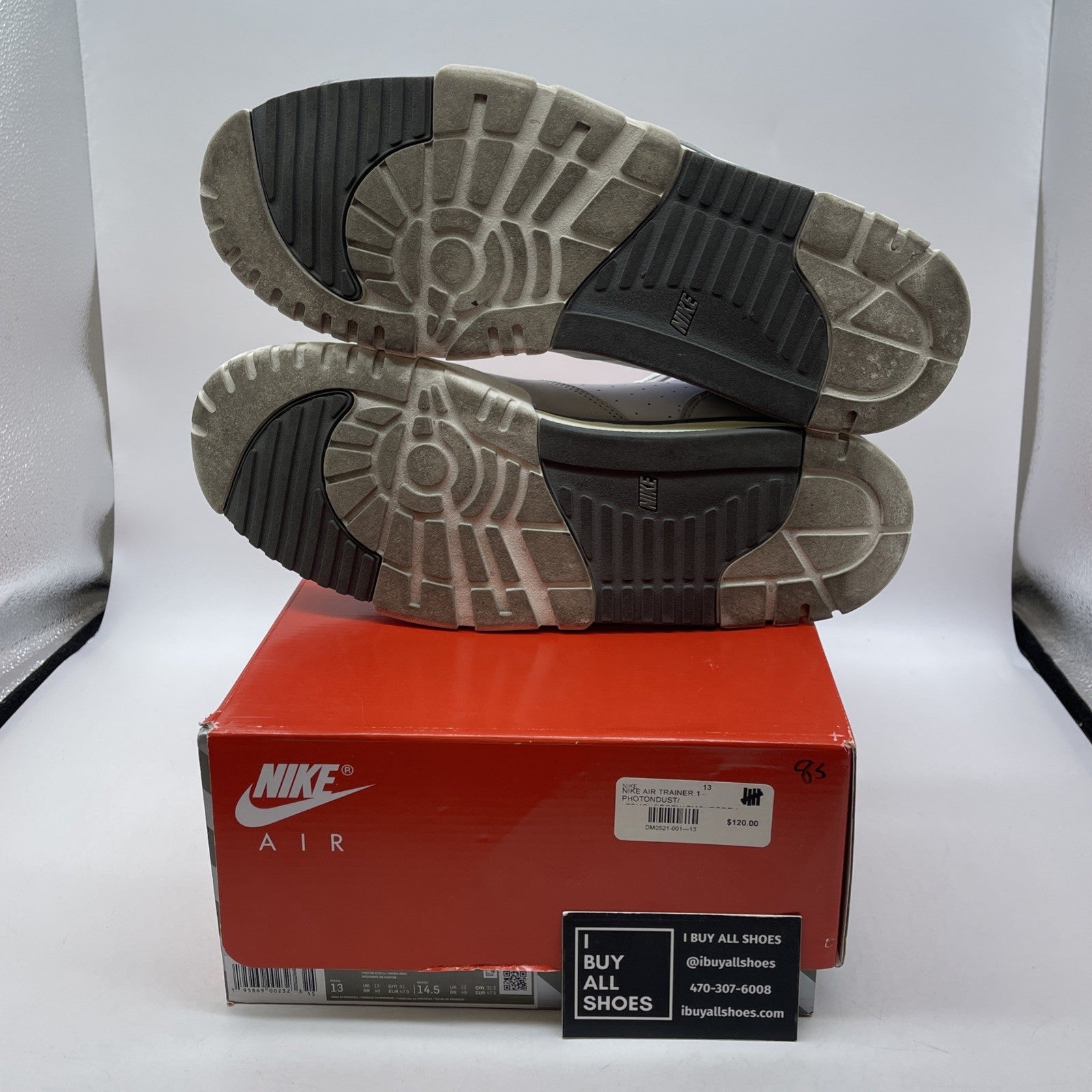 Size 13 - Nike Air Trainer 1 Photon Dust Grey White Suede Leather (DM0521-001)