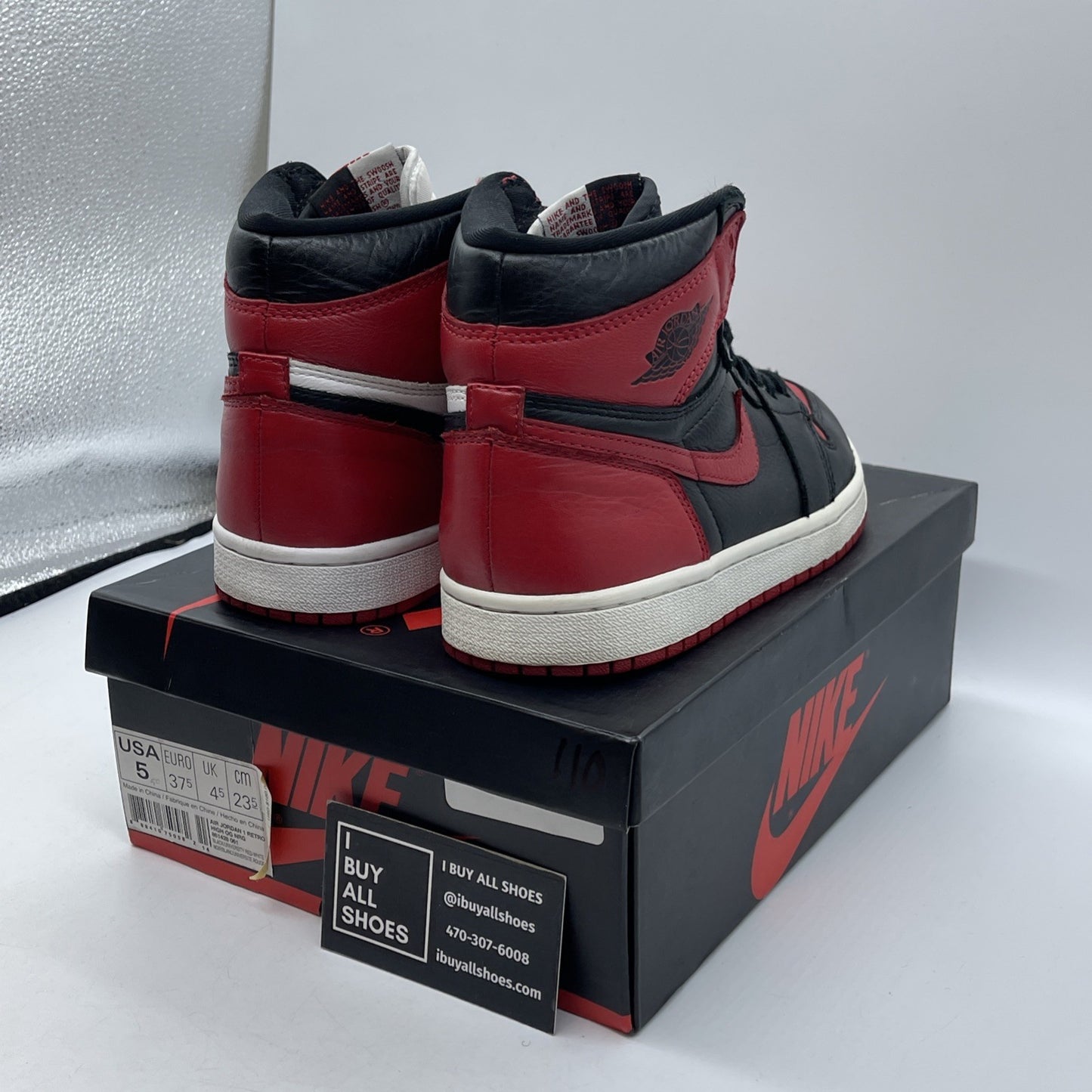 Size 5 - Air Jordan 1 Retro OG NRG High Homage to Home Red White (861428-061)