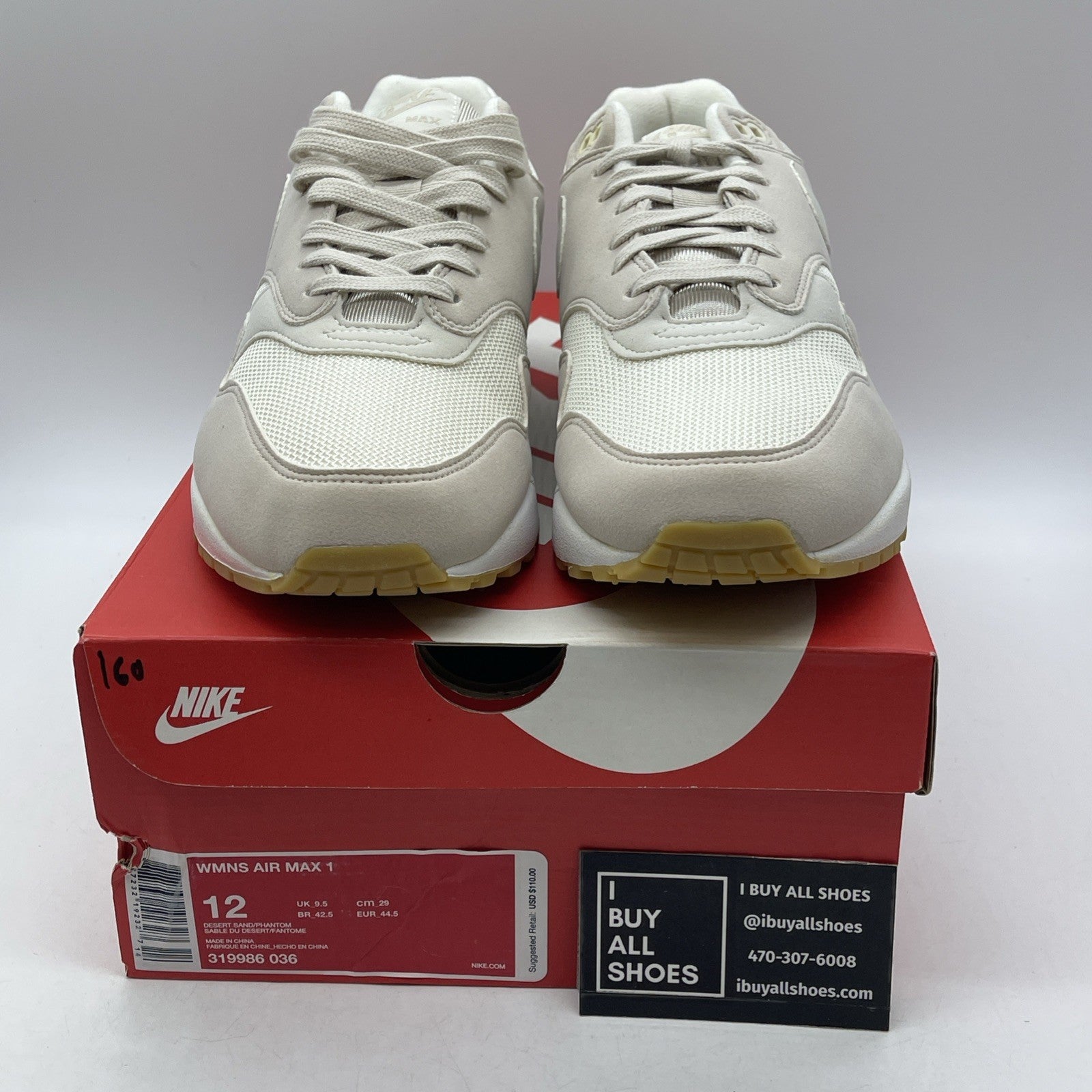 Size 12W - Nike Air Max 1 Desert Sand (319986-036)