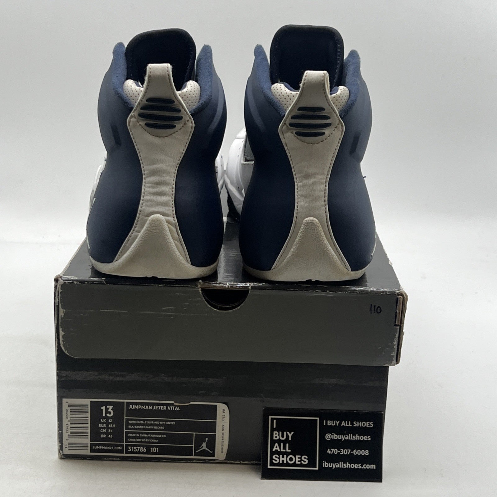 Size 13 - Air Jordan Jumpman Jeter Vital White Midnight Navy (315786-101)