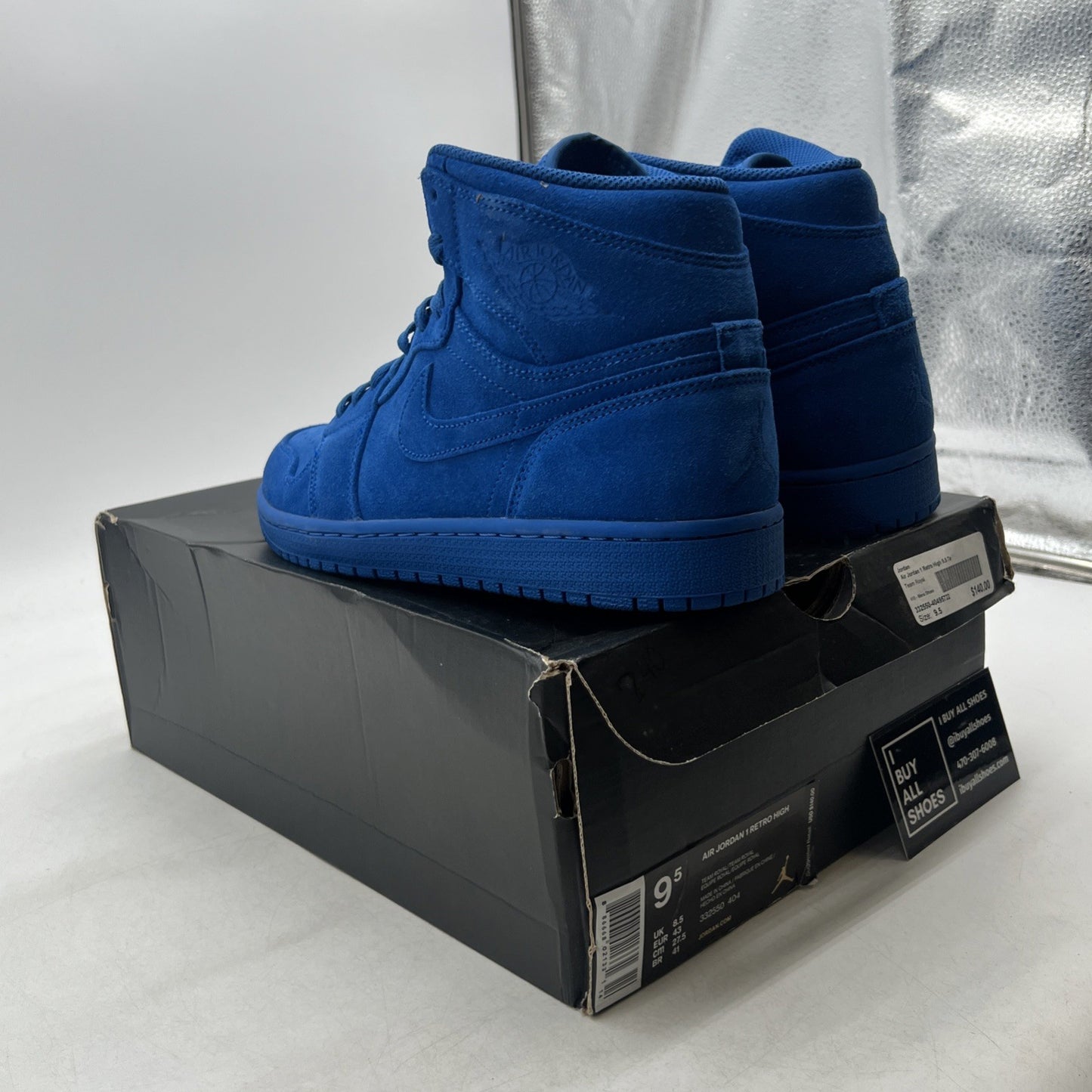Size 9.5 - Air Jordan 1 Retro High Blue Suede (332550-404)
