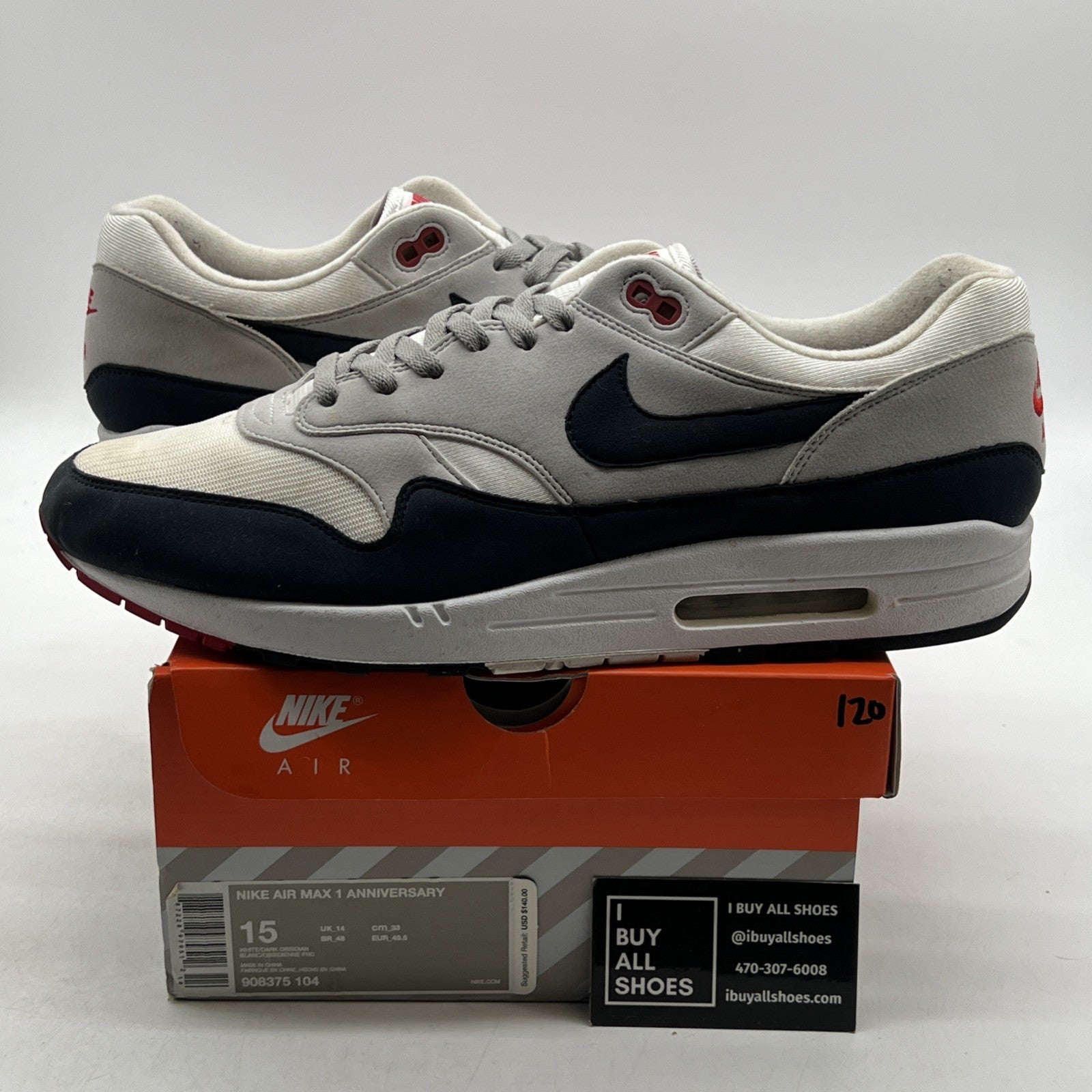 Size 15 - Nike Air Max 1 OG Anniversary Obsidian (908375-104)