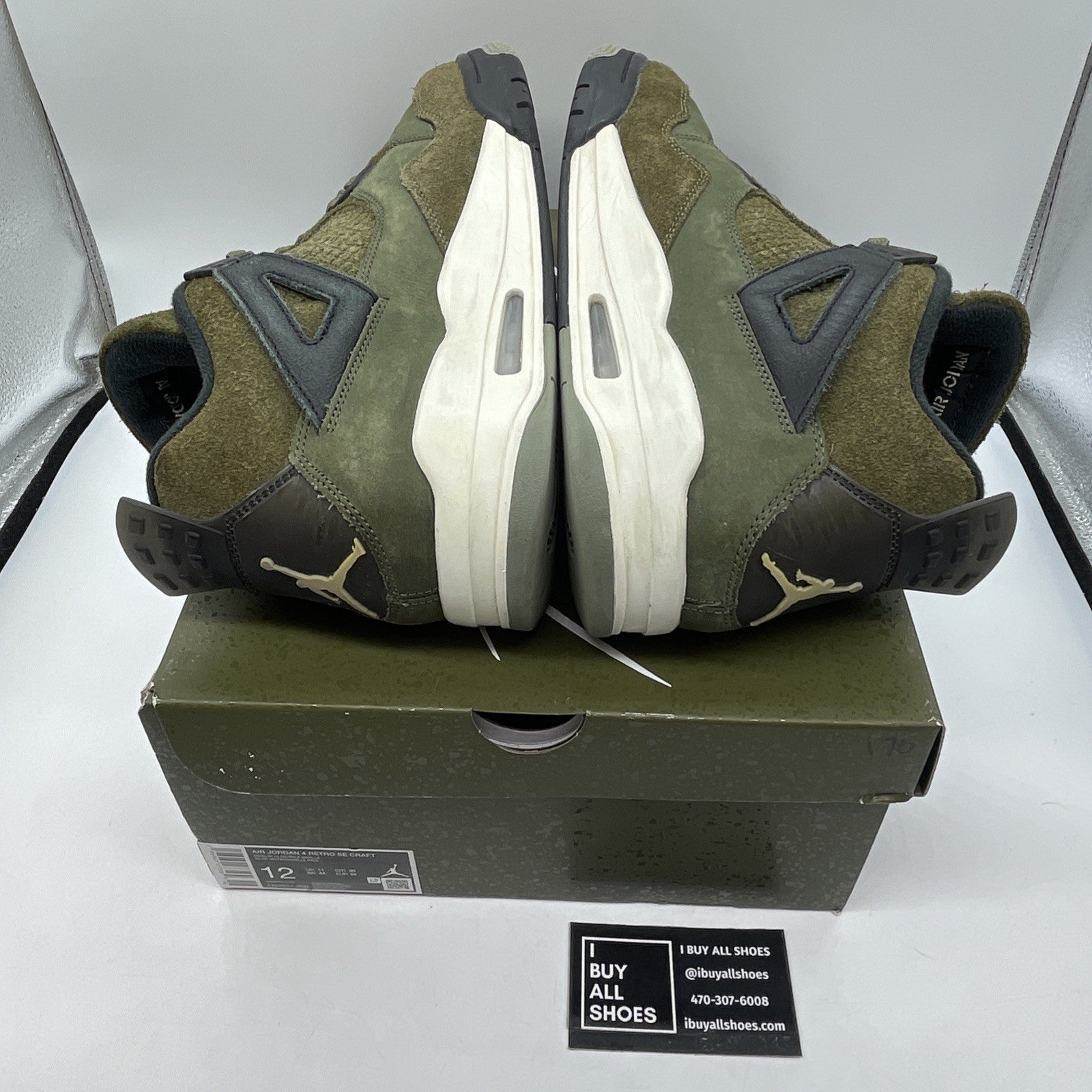 Size 12 - Jordan 4 SE Retro Low Craft Olive Green Black Suede (FB9927-200)