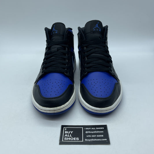 Size 8.5 - Air Jordan 1 Mid Black Hyper Royal Blue Leather (554724-068)