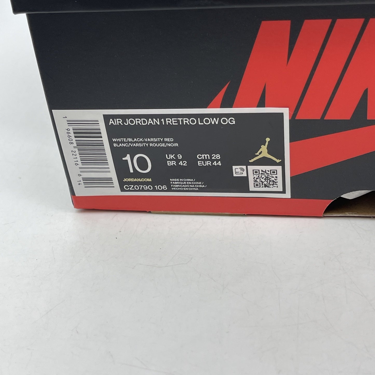 Size 10 - Air Jordan 1 Retro OG Low Black Toe (CZ0790-106)