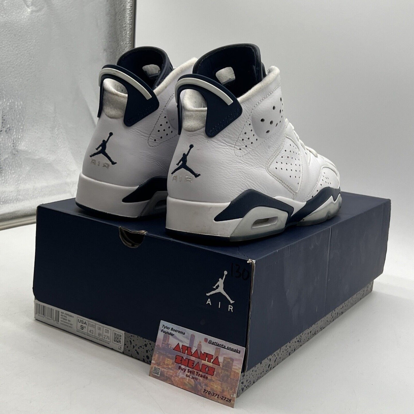 Size 9.5 - Jordan 6 Retro Midnight Navy White Leather (CT8529-141)