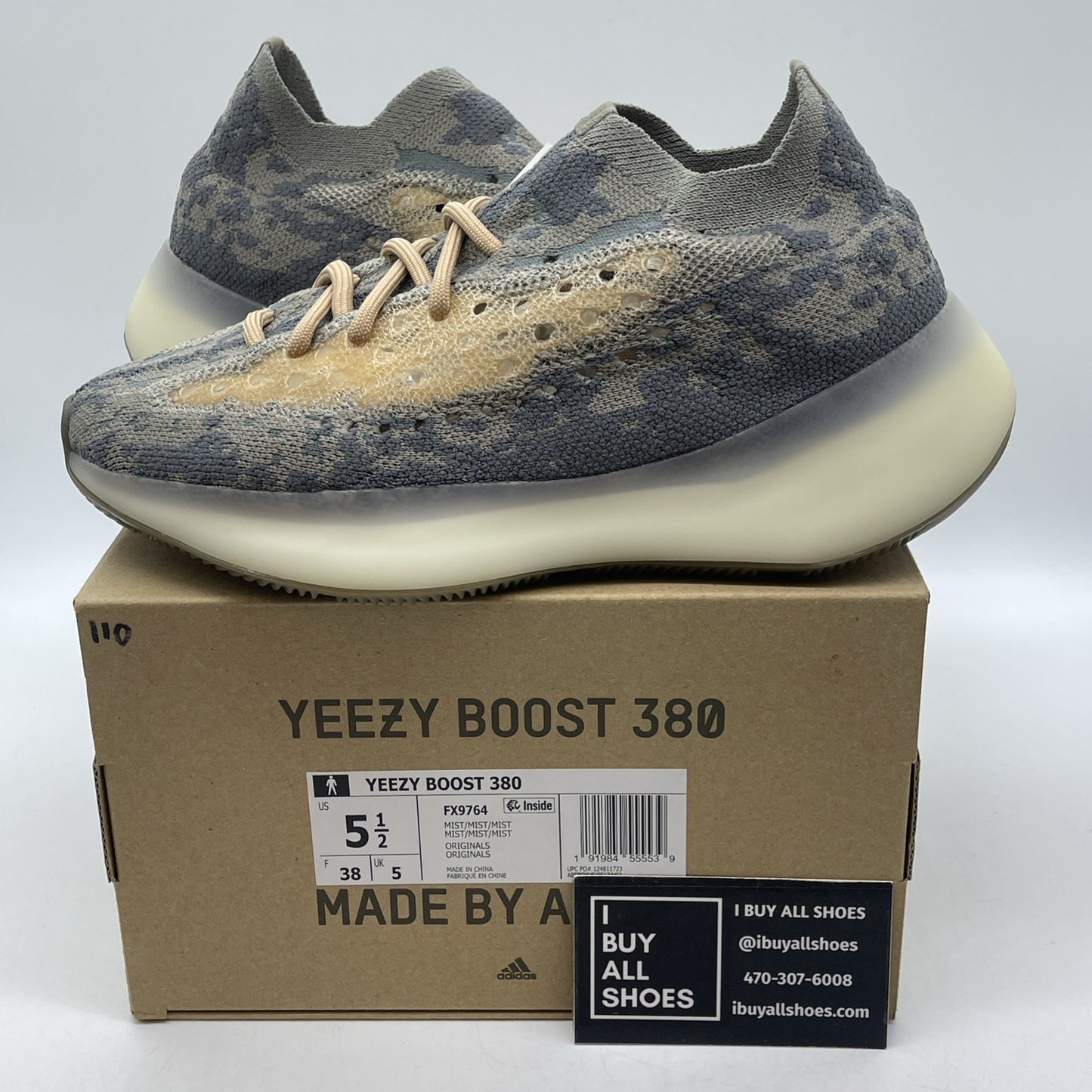 Size 5.5 - adidas Yeezy Boost 380 Mist Non-Reflective Grey Suede (FX9764)