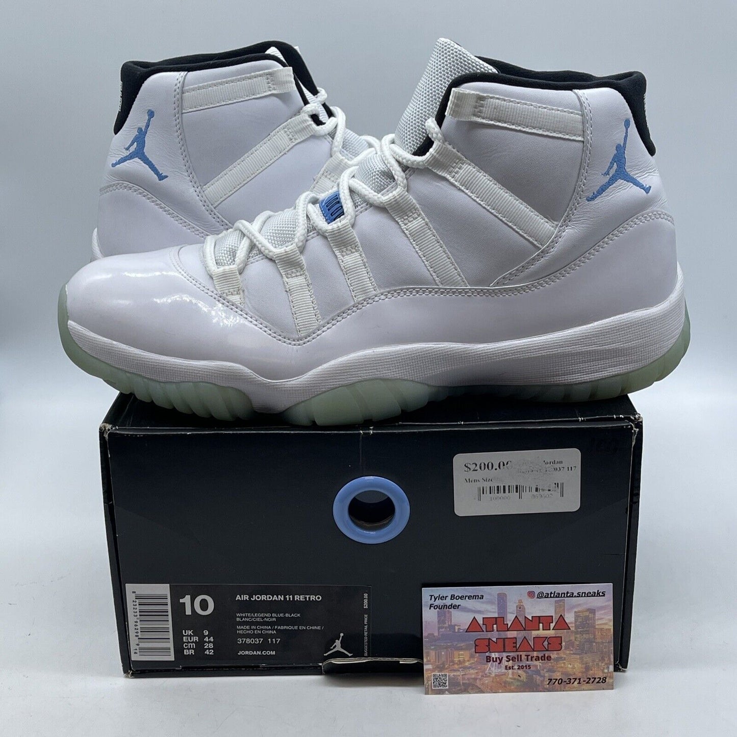 Size 10 - Jordan 11 Retro High Legend Blue White Leather Suede (378037-117)