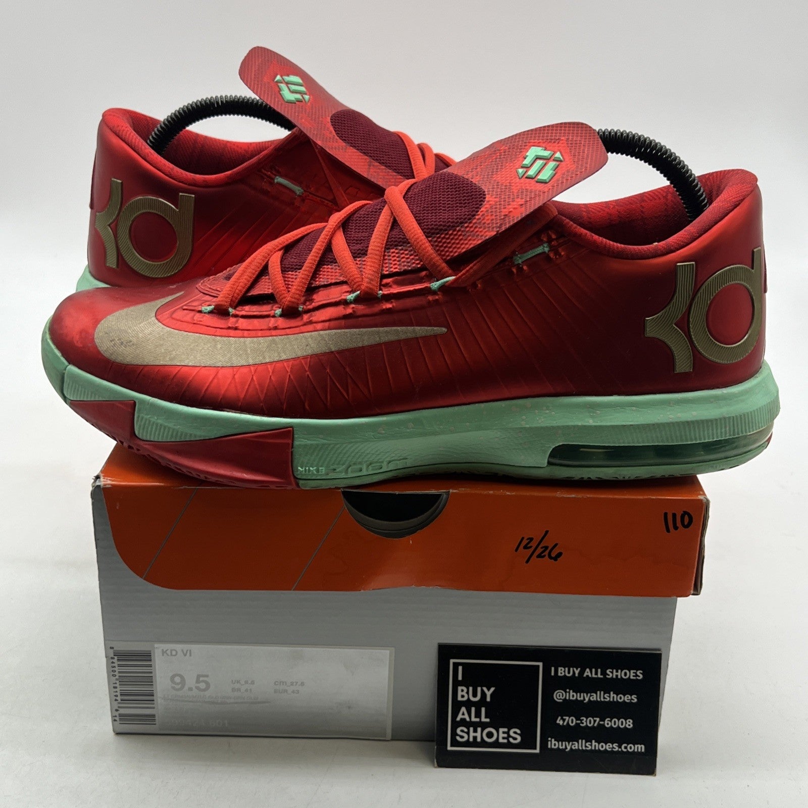 Size 9.5 - Nike KD 6 Christmas - (599424-601)