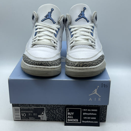 Size 10 - Jordan 3 Retro Mid UNC Blue White Grey Suede Leather (CT8532-104)